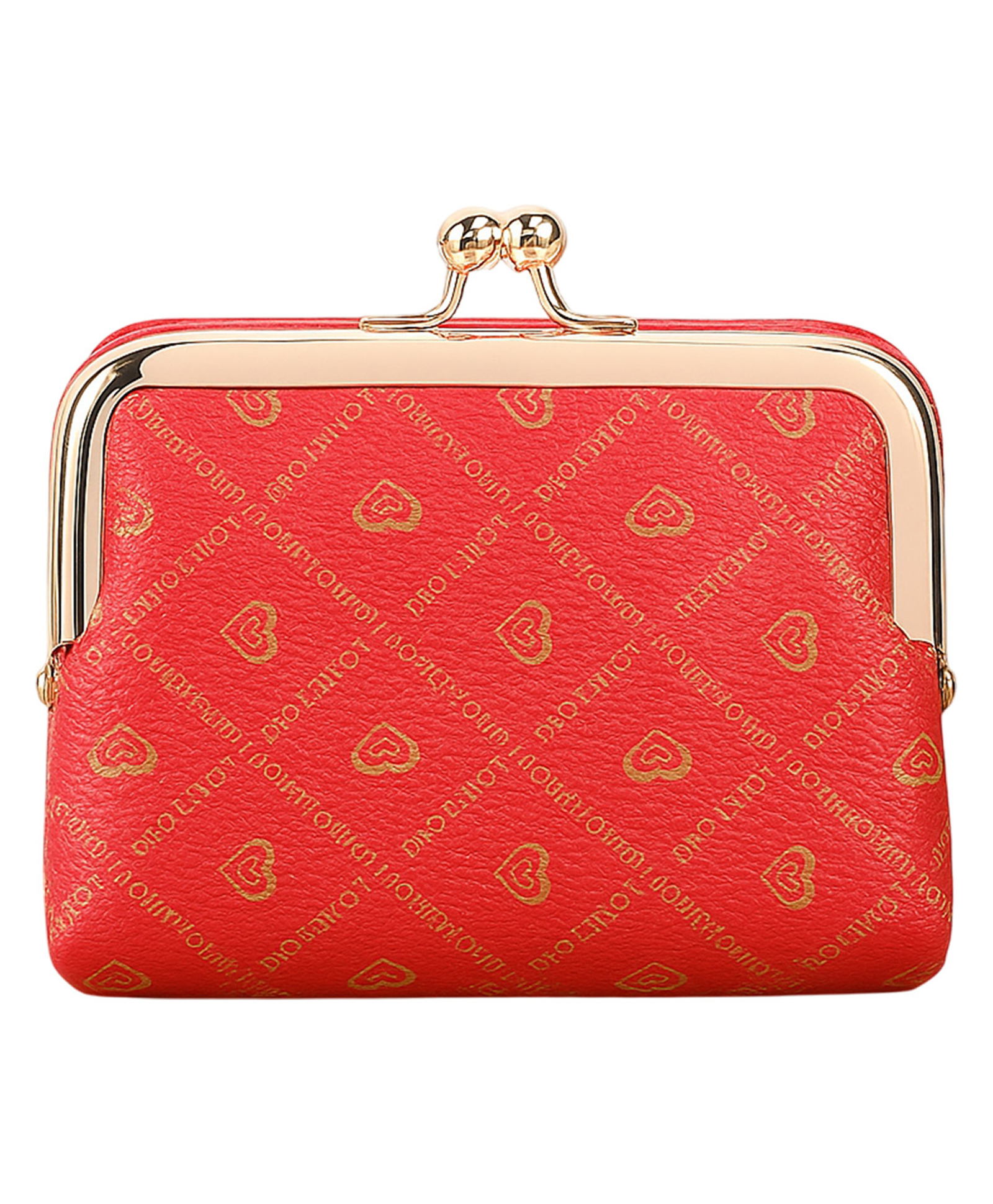 SYGA Women Trendy Clasp Wallet for Women Compact Plaid Purse with Metal Frame & Zipper Pocket (Red)-picture-14