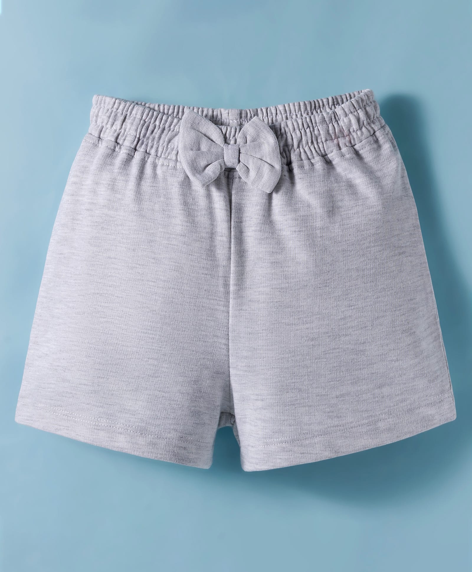 Kookie Kids India Looper Knit Solid Colour Shorts With Bow Applique - Grey-picture-22