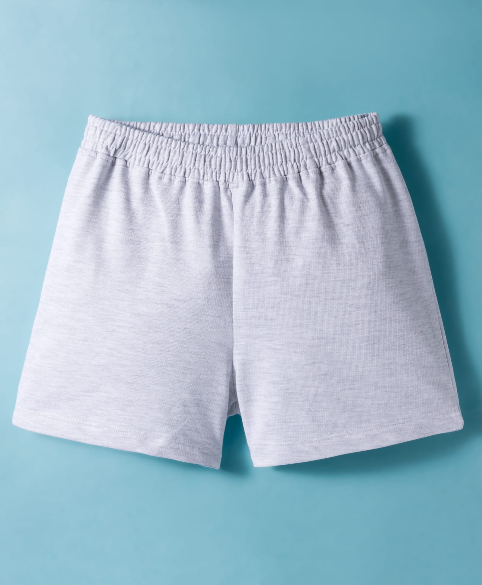 Kookie Kids India Looper Knit Above Knee Length Solid Colour Shorts - Light Grey-picture-28