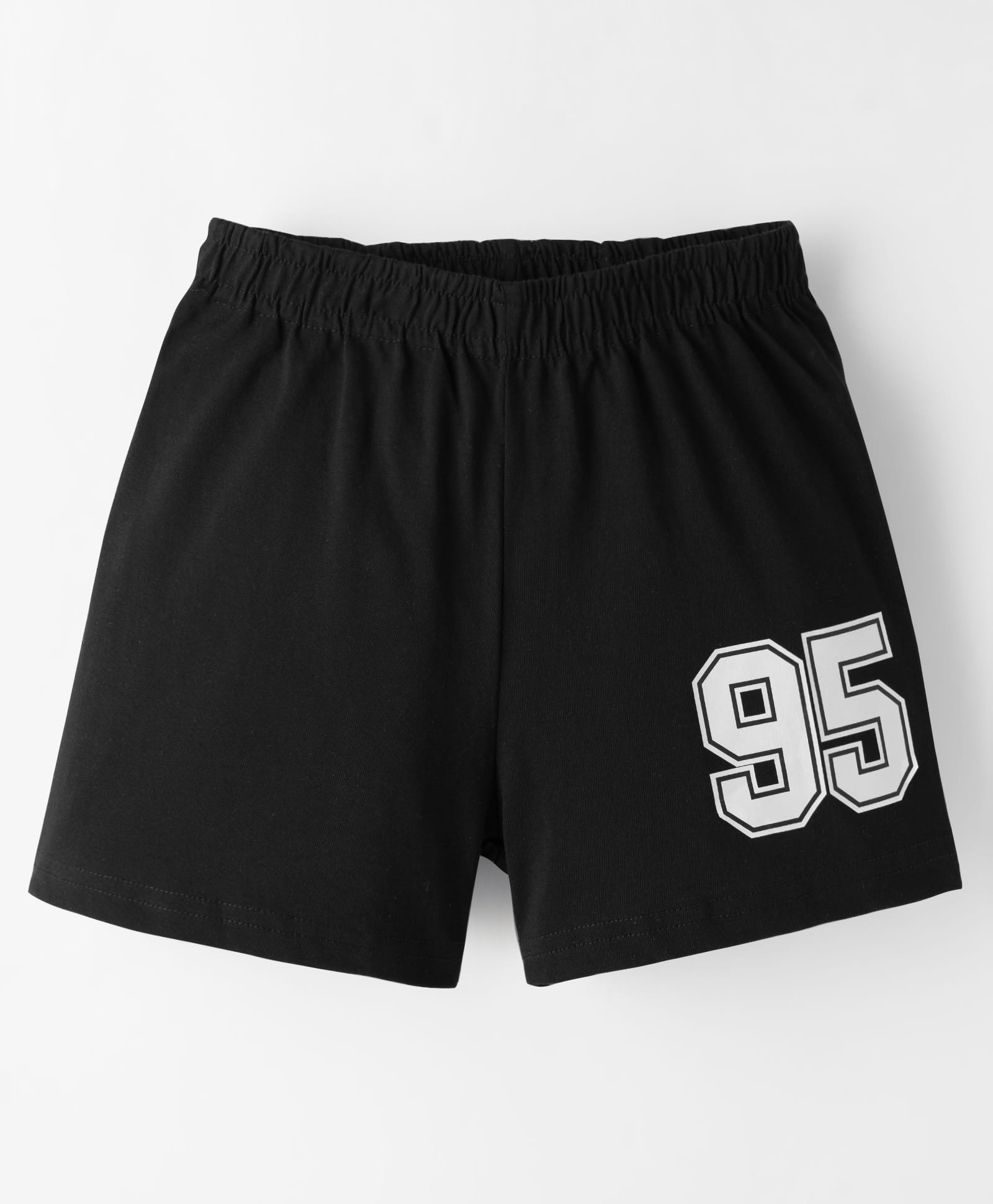 Kookie Kids India Single Jersey Knit Shorts With Text Print - Black-picture-28
