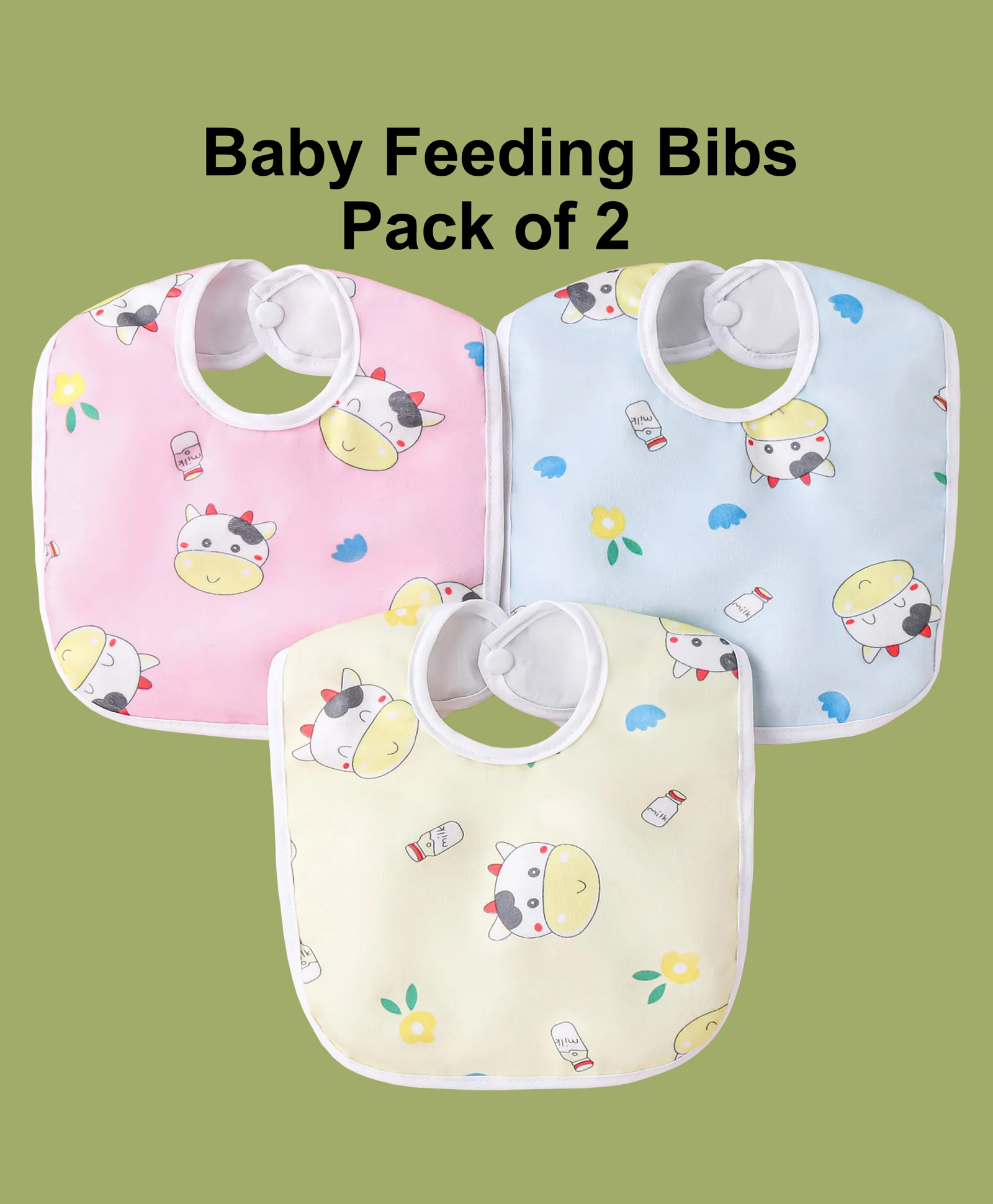 JOY BUZZ joy buzz Waterproof Feeding Bibs with Snap Button Closure Animal Print Pack of 2 -Multicolor-picture-15