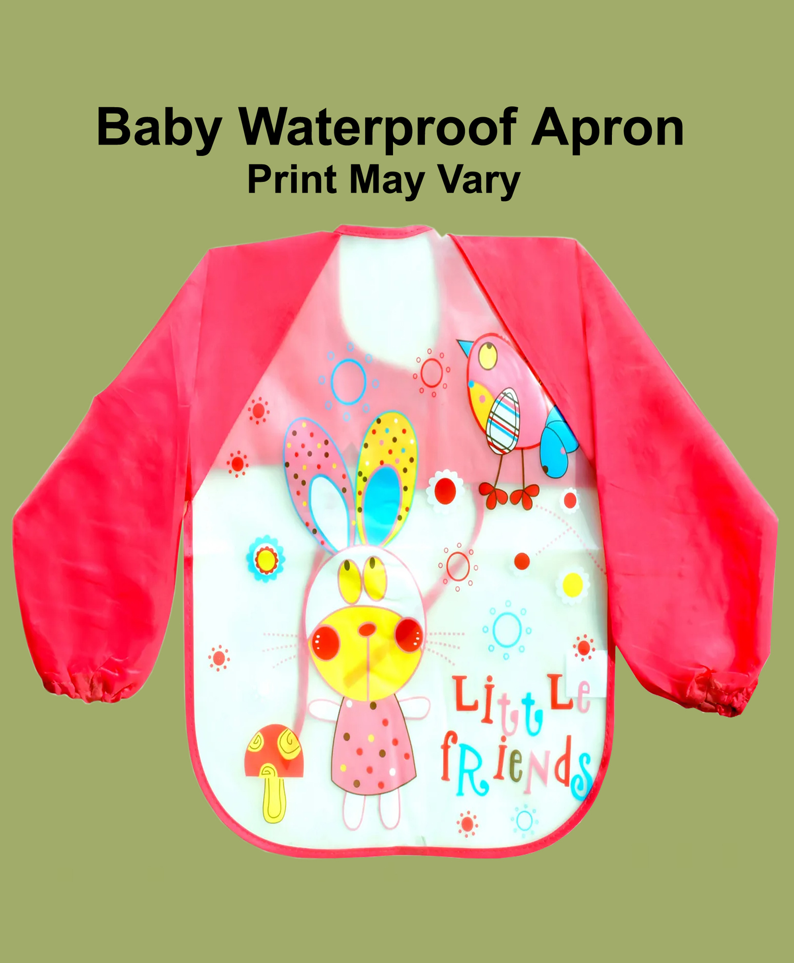 JOY BUZZ joy buzz Full Sleeves Washable PVC Waterproof Bibs / Apron Pack Of 1 - Red-picture-5