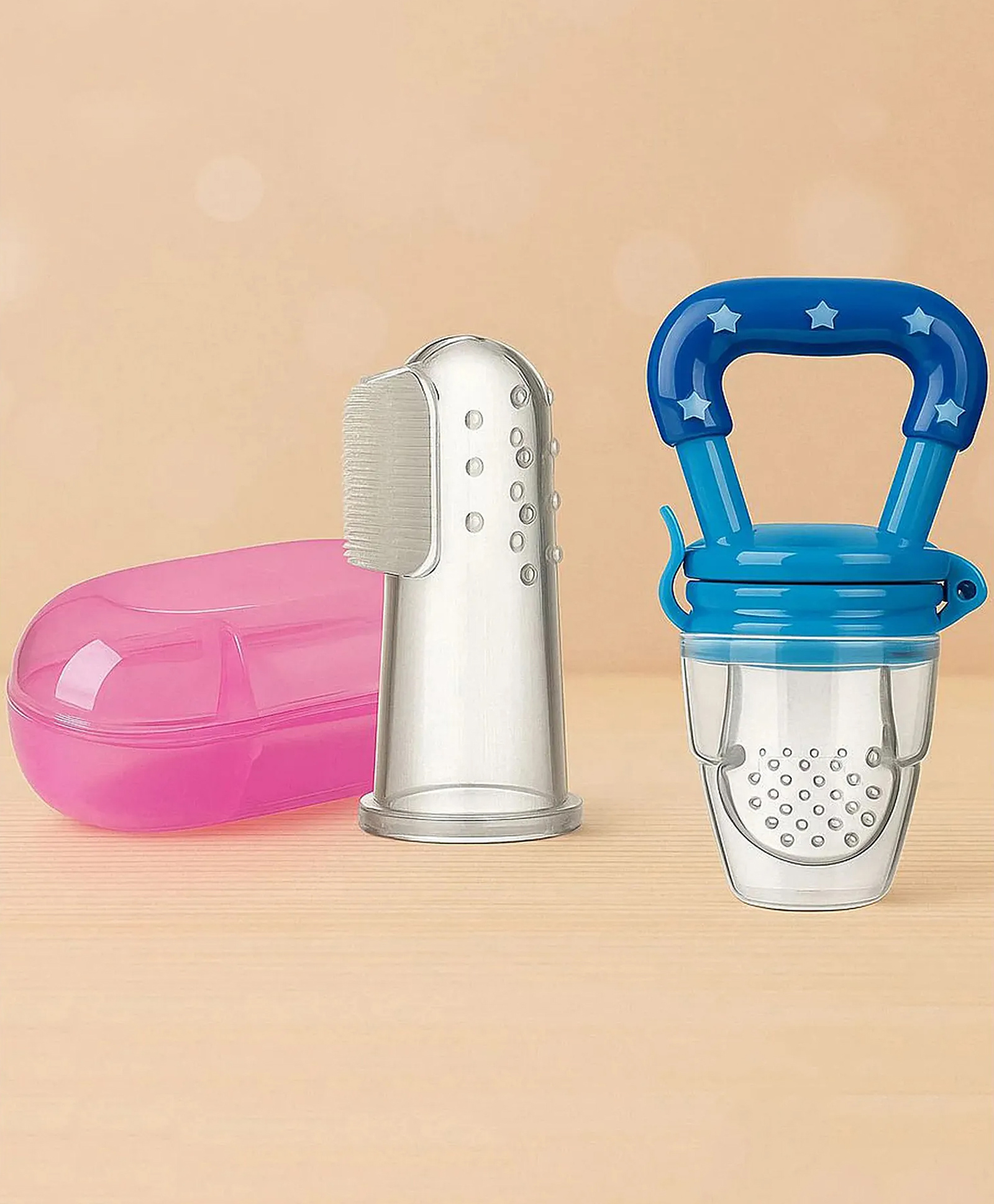 JOY BUZZ joy buzz Fruit Feeder Nibbler With Baby Silicone Finger Brush/Oral Brush/Baby Tounge Cleaner - (Pack Of 2)-picture-47