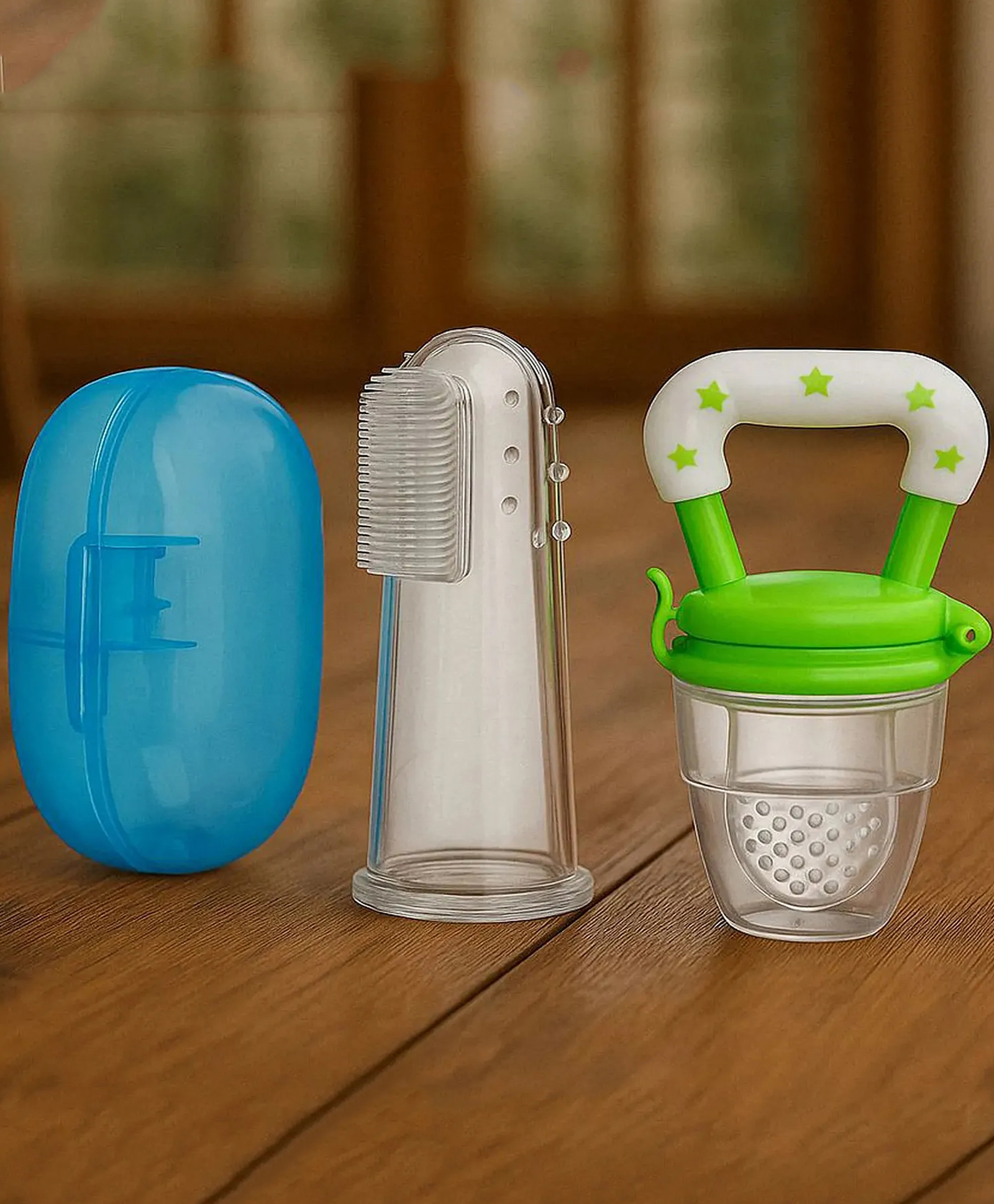 JOY BUZZ joy buzz Fruit Feeder Nibbler With Baby Silicone Finger Brush/Oral Brush/Baby Tounge Cleaner - (Pack Of 2)-image-20