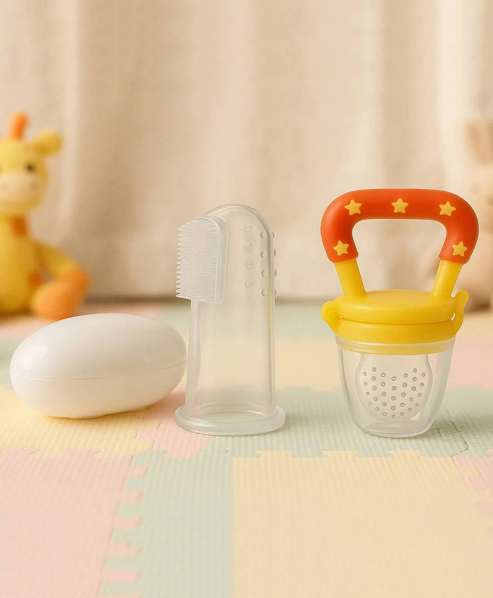 JOY BUZZ joy buzz Fruit Feeder Nibbler With Baby Silicone Finger Brush/Oral Brush/Baby Tounge Cleaner - (Pack Of 2)-picture-44