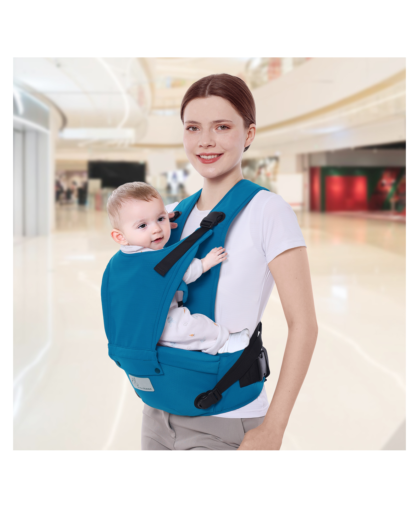 R for Rabbit Baby Carrier for New Born 5 in 1 Hip Seat Front Carry Position Upsy Daisy Cozy Carrier Adjustable Straps - Blue-picture-8