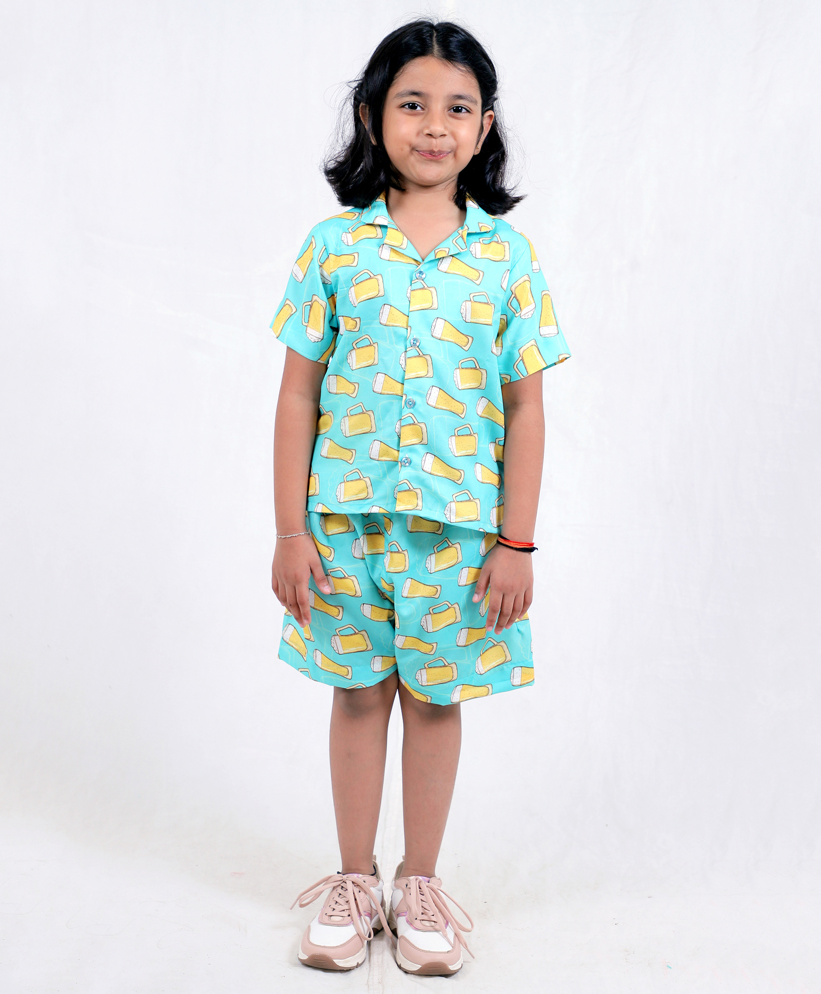Tilism Knit Half Sleeves Juice Printed Shirt & Shorts Coordinating Night Suit Set - Multi Colour-picture-20