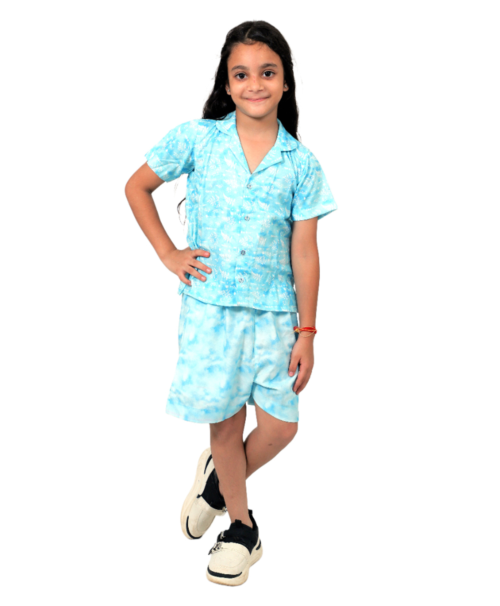 Tilism Knit Half Sleeves Tie Dye Coordinating Shirt & Shorts Night Suit Set - Multi Colour-picture-40