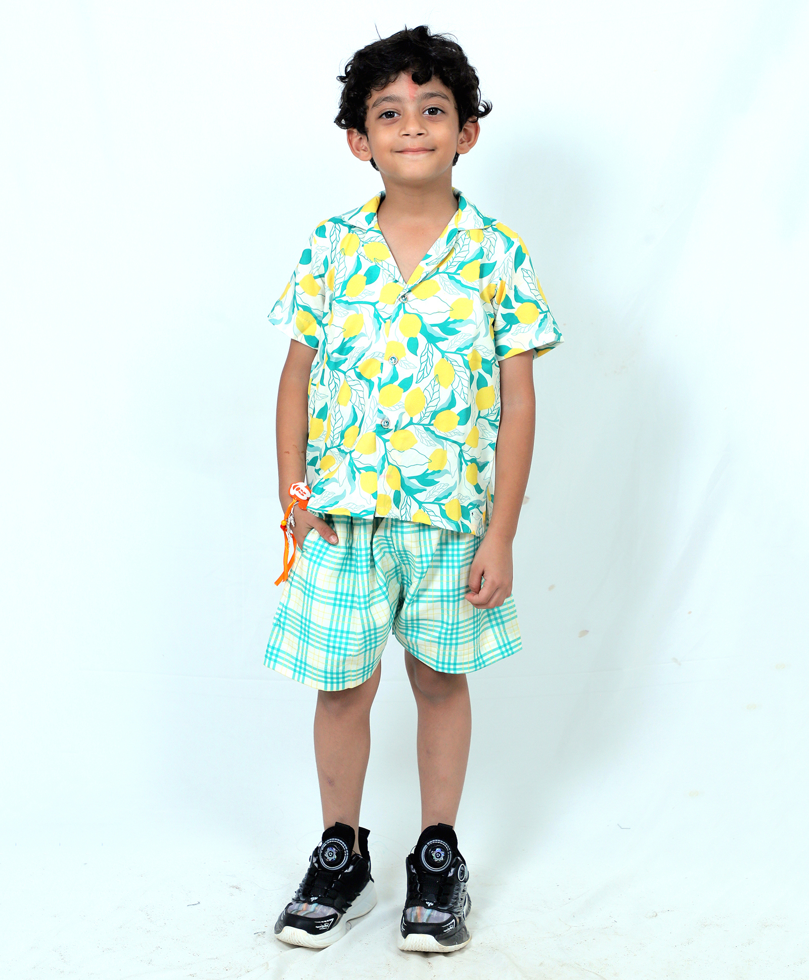 Tilism Knit Half Sleeves Lemon Printed Shirt & Shorts Night Suit Set - Multi Colour-picture-17