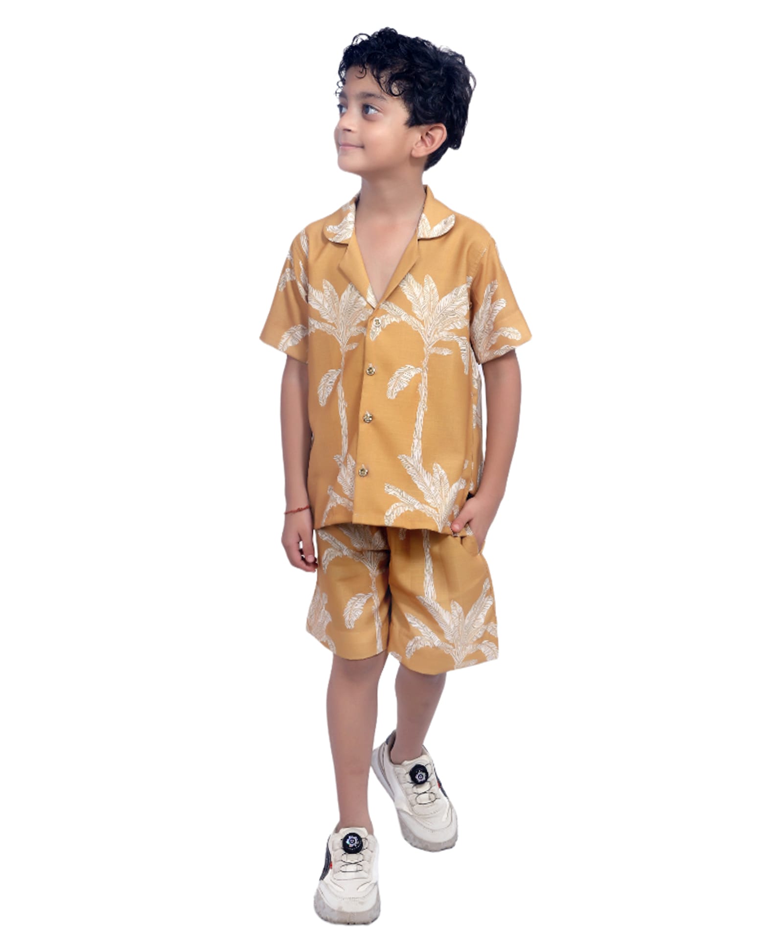 Tilism Knit Half Sleeves Trees Printed Shirt & Shorts Coordinating Night Suit Set - Multi Colour-picture-9