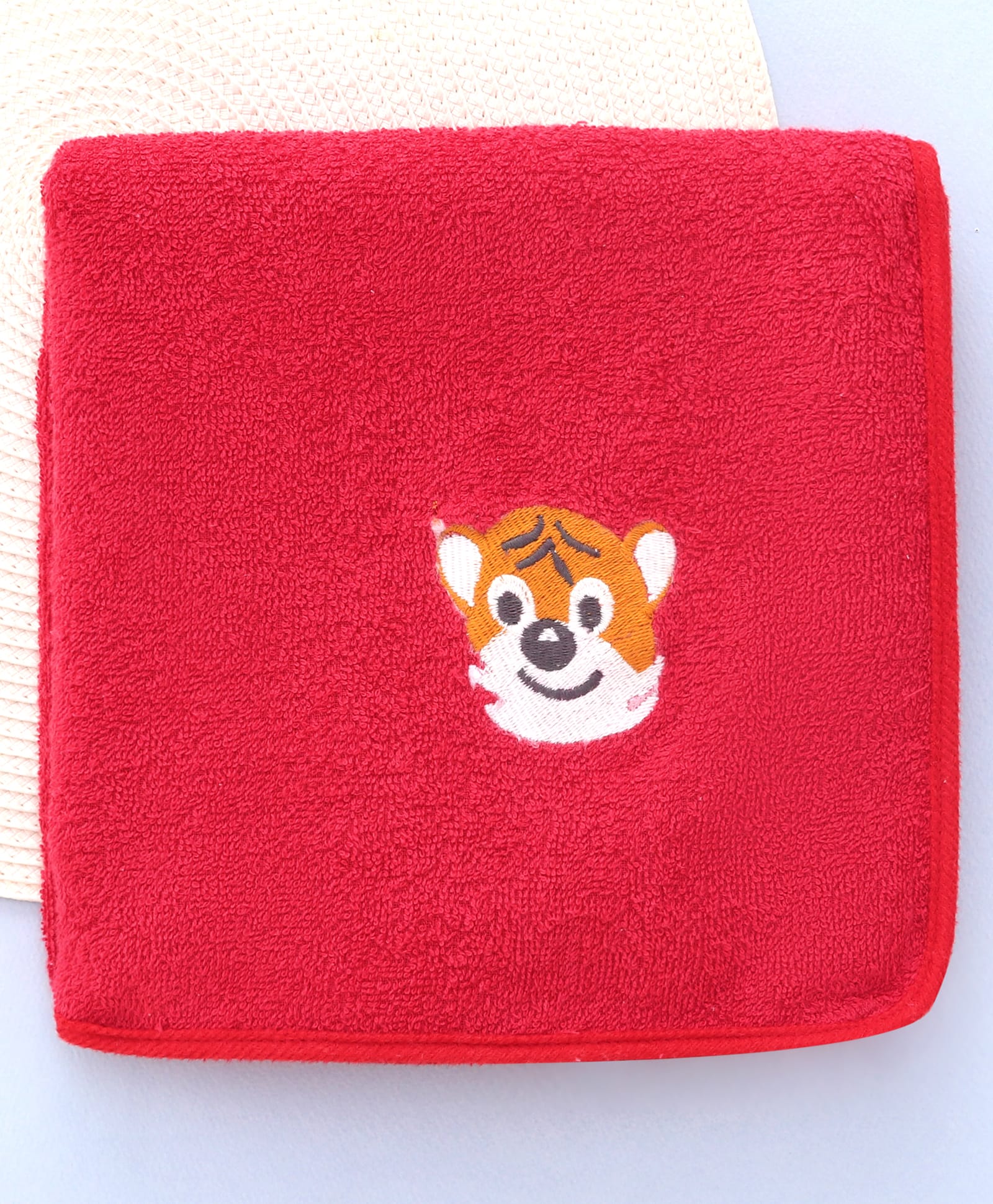 Babyhug Cotton Terry Woven Bath Towel With Tiger Embroidery L 96 x B 46 cm - Red-image-14