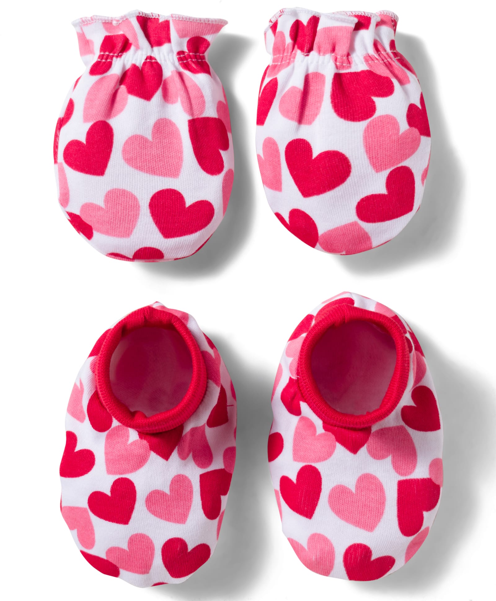 Babyhug 100% Cotton Knit Mittens & Booties Set with Heart Print - Pink-image-20