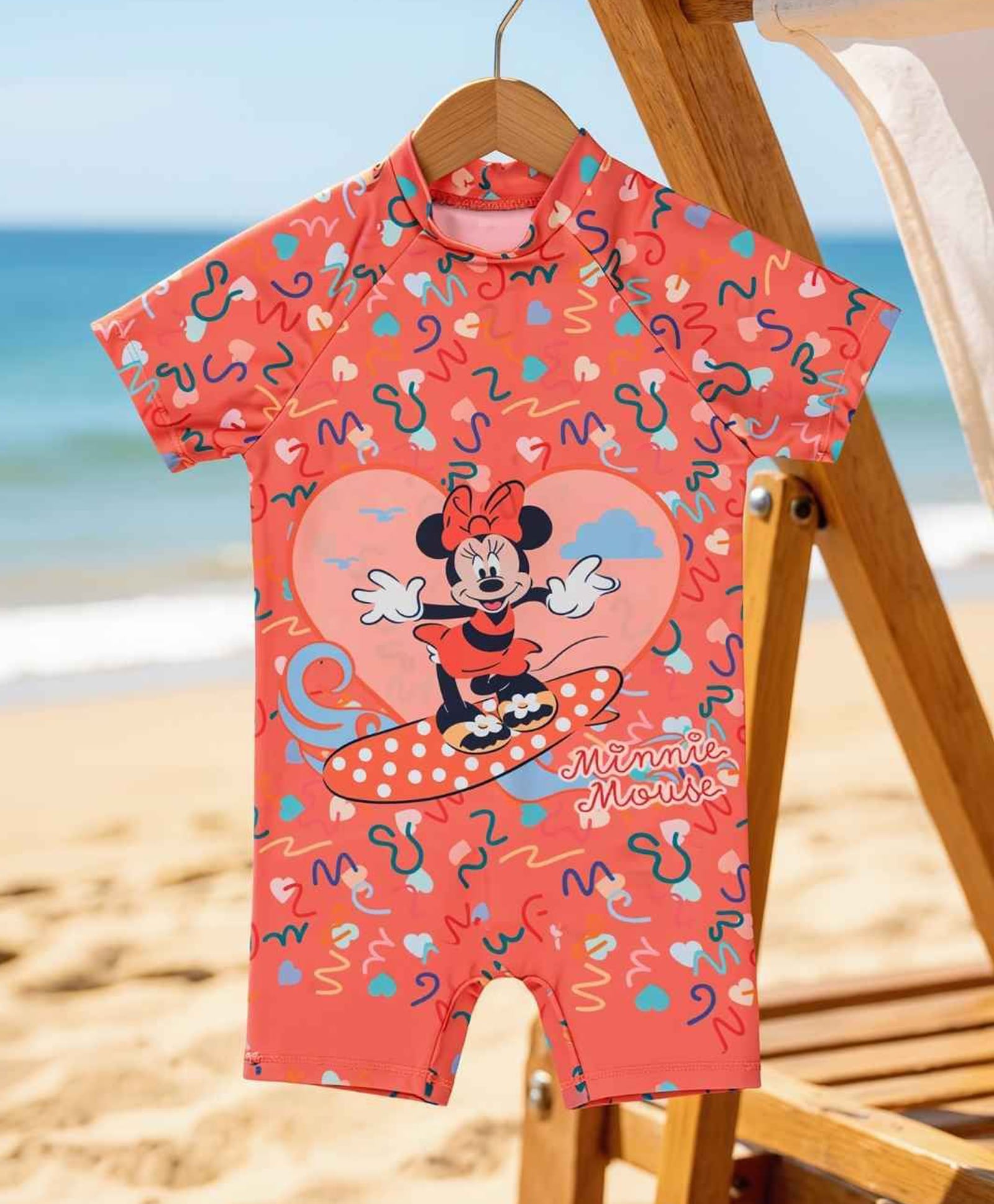 Disney by Yellow Bee Half Raglan Sleeves Minnie Mouse Printed Legged Swimsuit - Pink-picture-18