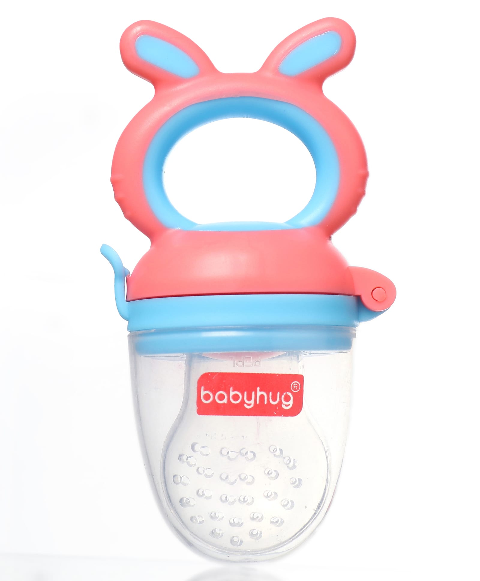 Babyhug Silicone Baby Fruit & Food Feeder - Pink & Blue| Bite-Resistant Silicone Sack| BPA-Free| Safety Lock| Food Grade| Easy Grip Handle| Introduction to New Food| 6 Months+-image-26
