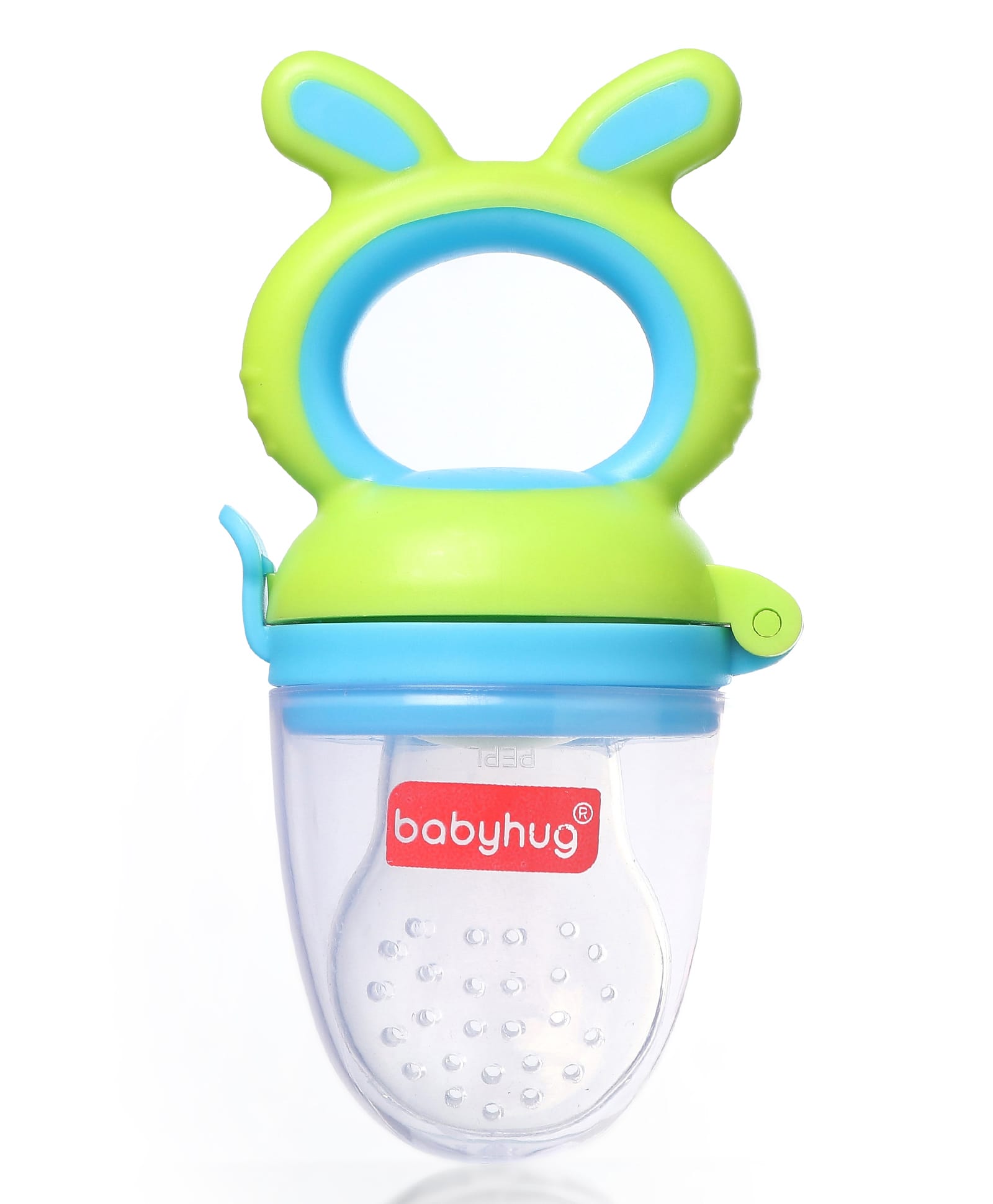 Babyhug Silicone Baby Fruit & Food Feeder - Green & Blue| Bite-Resistant Silicone Sack| BPA-Free| Safety Lock| Food Grade| Easy Grip Handle| Introduction to New Food| 6+ Months-image-24