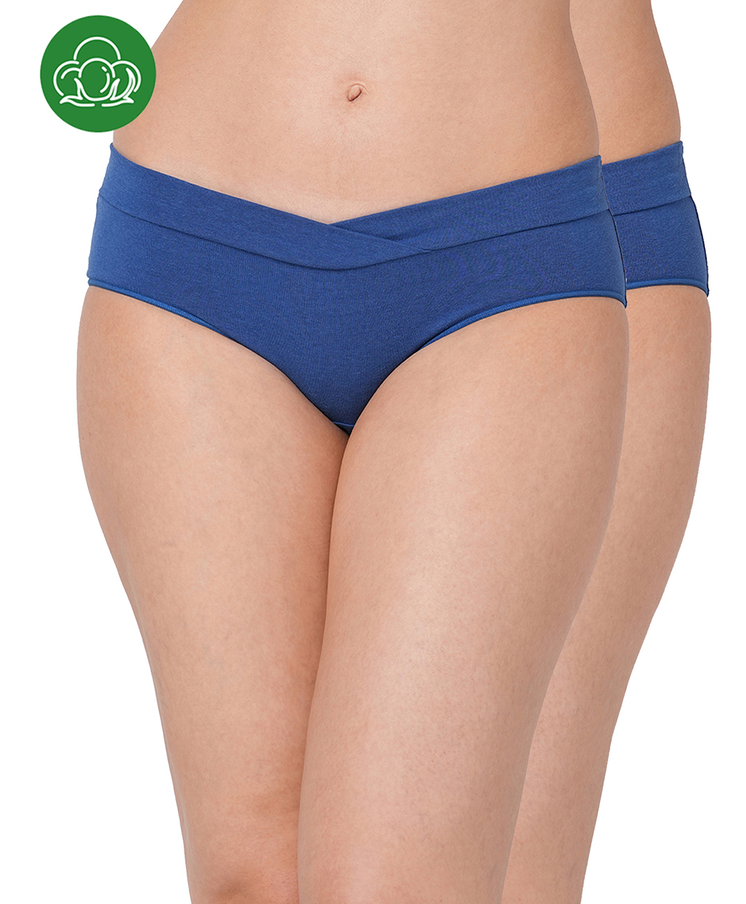 Inner Sense Organic Cotton Knit Pack Of 2 Solid V Band Detailed Plus Size Maternity Panties - Blue-picture-10