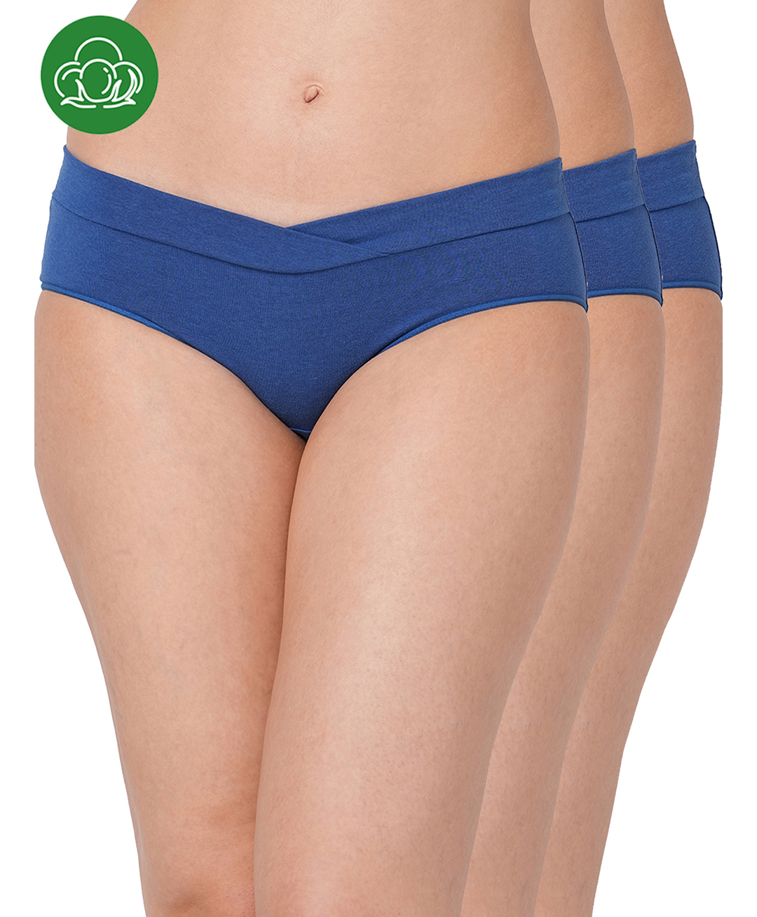 Inner Sense Organic Cotton Knit Pack Of 2 Solid V Band Detailed Plus Size Maternity Panties - Blue-picture-27