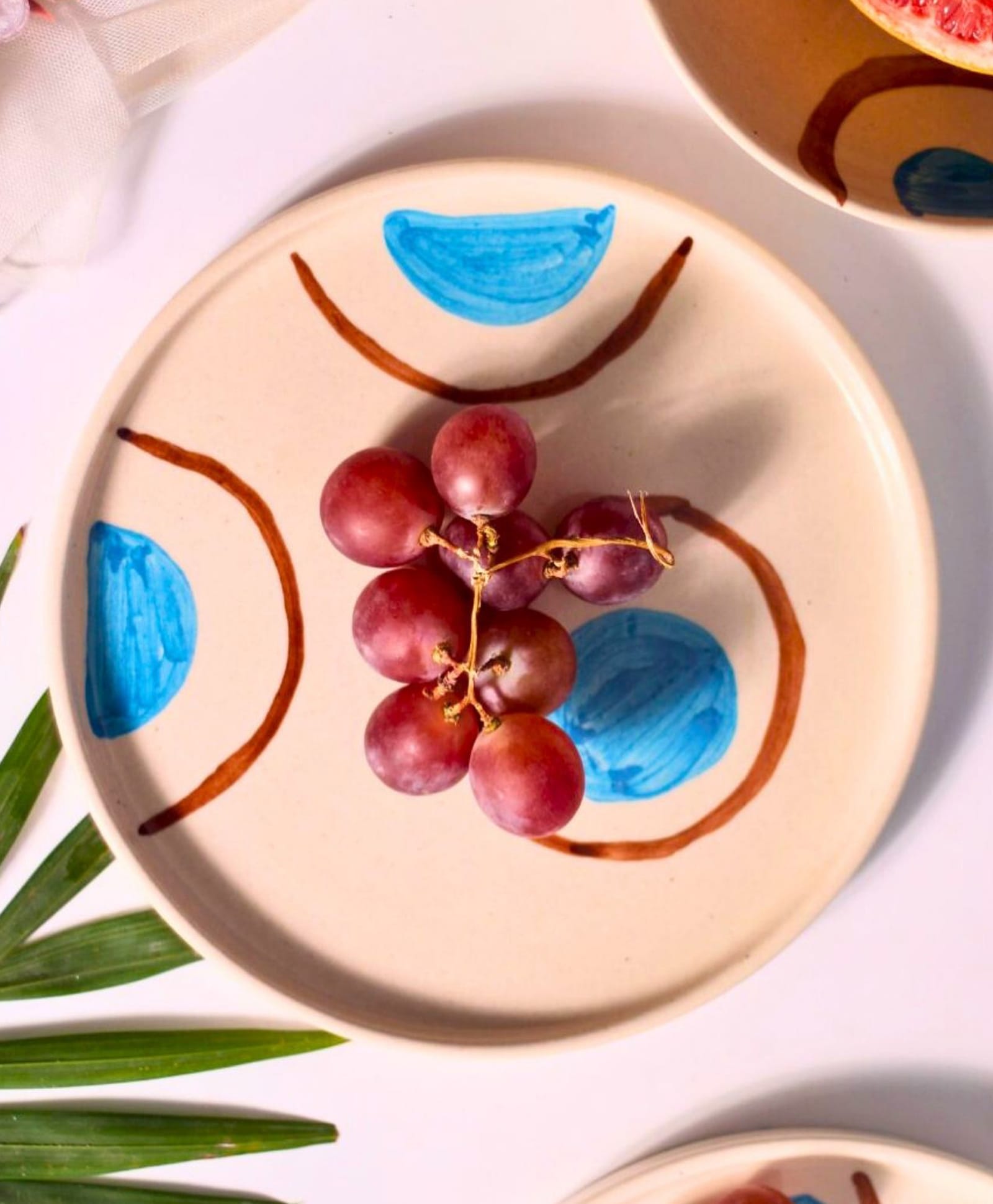 WEAVING HOMES Blue & Brown Ring Platter with Beautiful Blue Color Dinnerware Piece-image-28