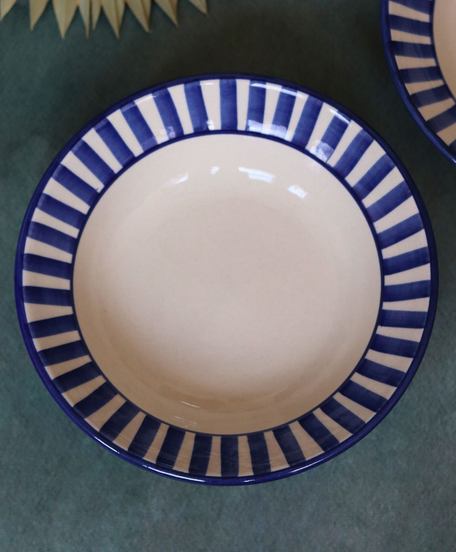 WEAVING HOMES Blue Striped Pasta Plate with Beautiful White Color Dinnerware Piece-image-15