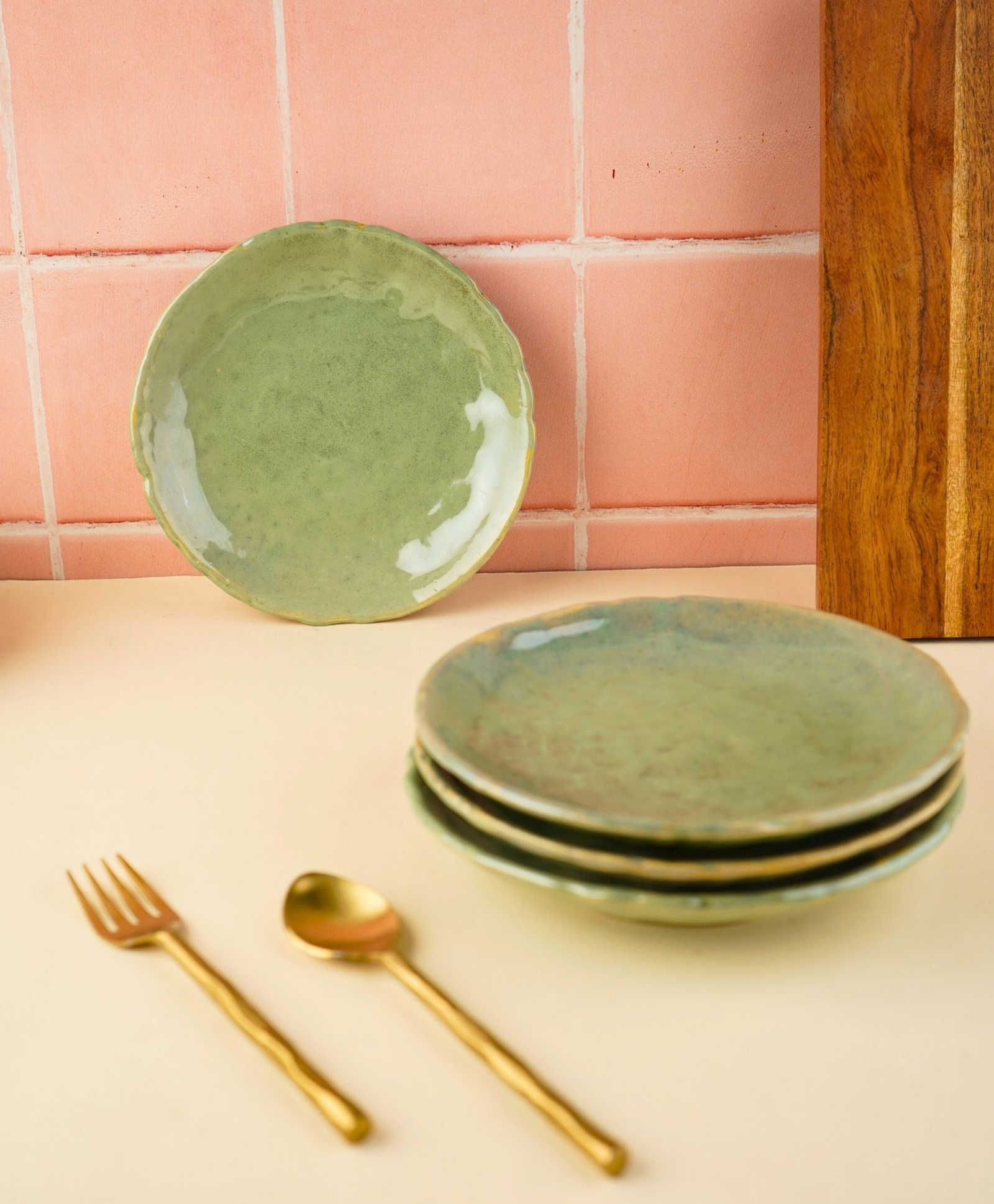 WEAVING HOMES Pistachio Stoneware Quarter Plate with Beautiful Green Color Dinnerware Piece-image-6