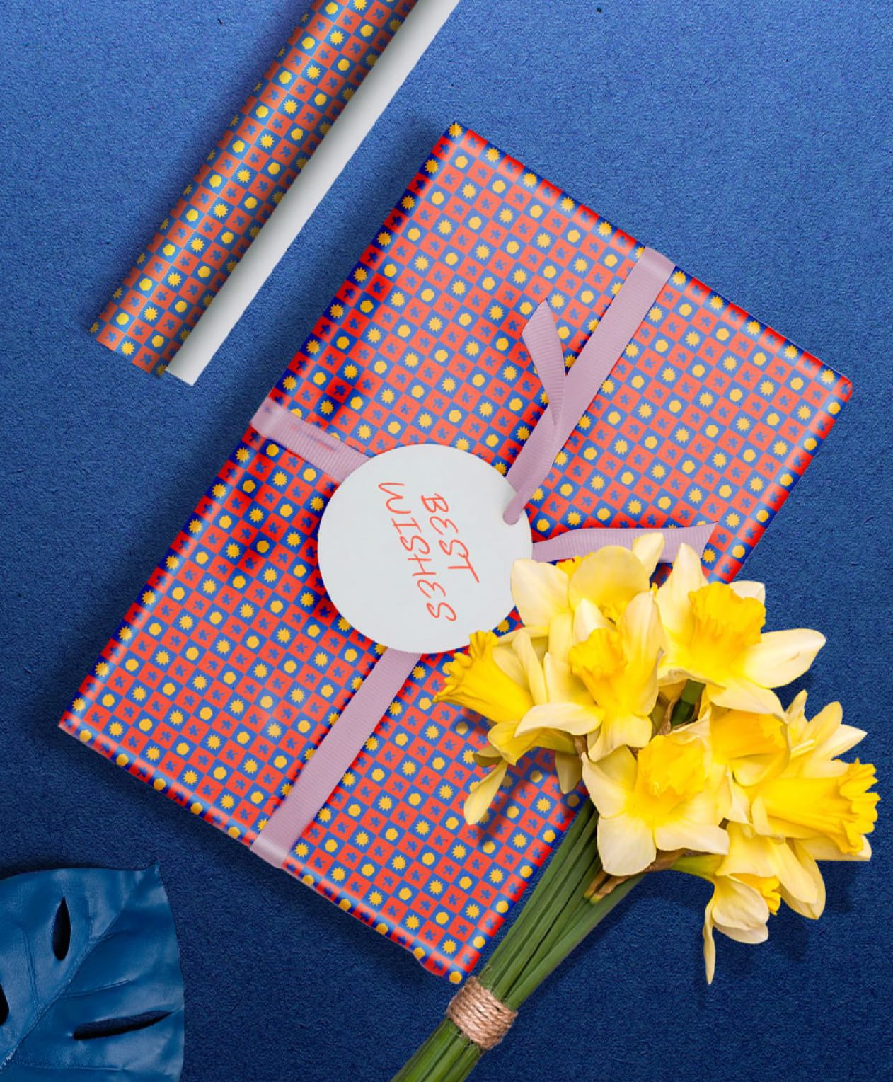 QIPS | NUKKAD Floral Checks Print Gift Wrapping Paper Pack of 10 Sheets |19" X 29"|-picture-0