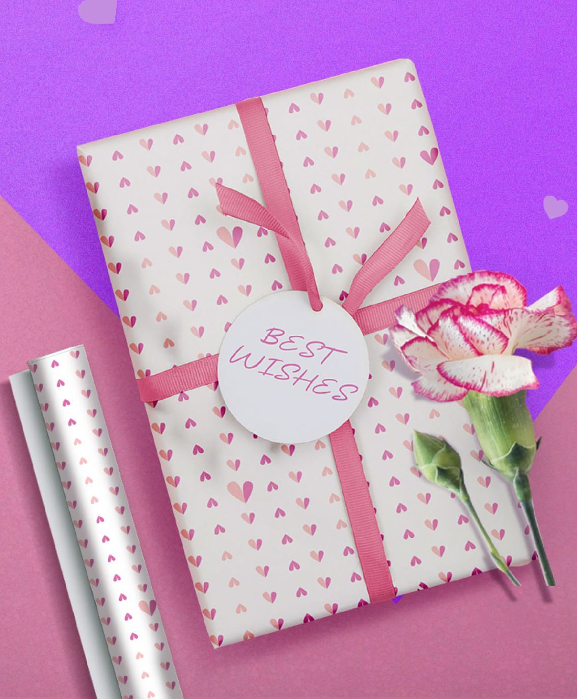 QIPS | NUKKAD Beautiful Hearts Print Gift Wrapping Paper Pack of 10 Sheets |19" X 29"|