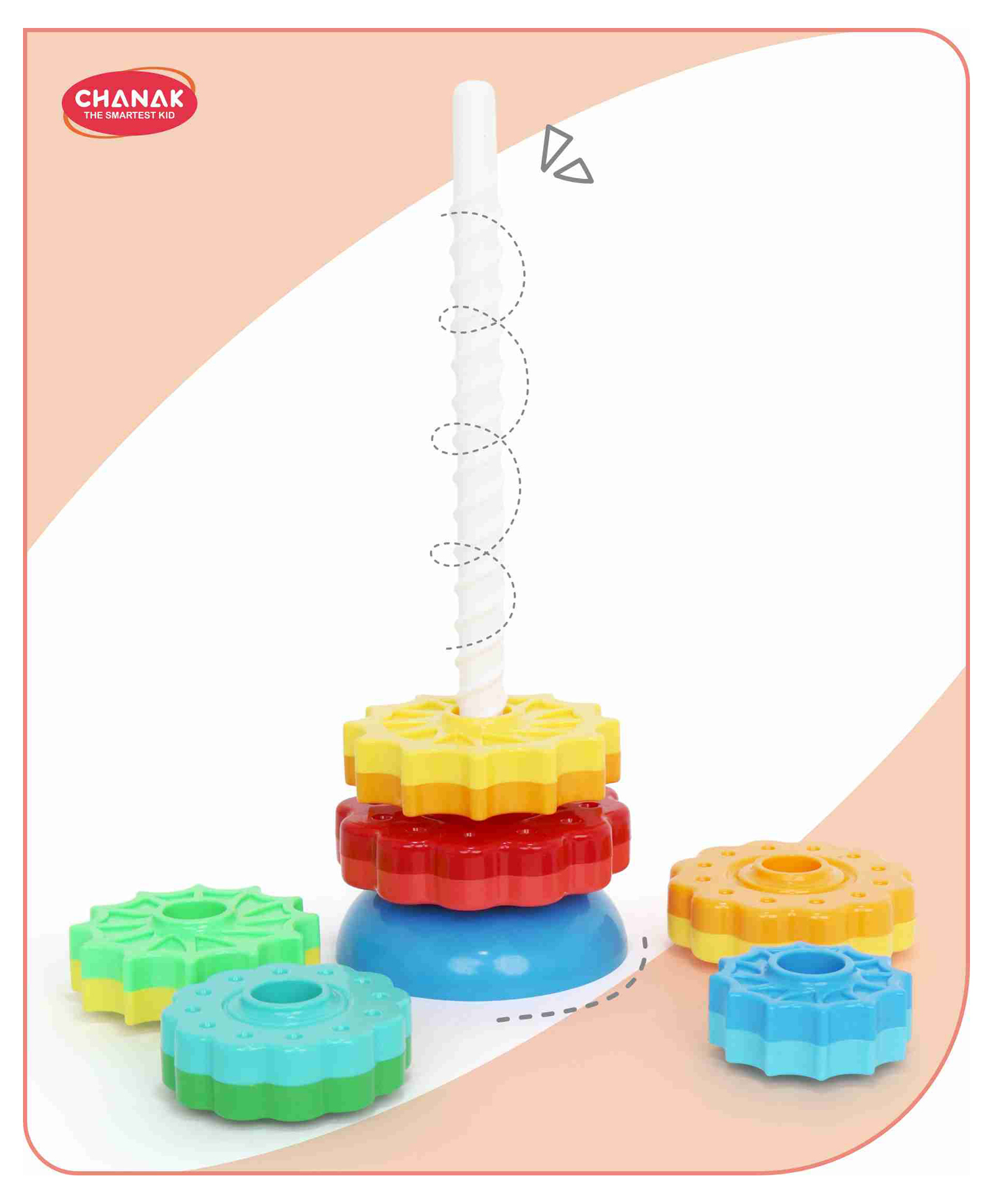 Aditi Toys Spinning Stacking Tower Toy Made of Strong ABS Plastic Non Toxic BPA Free Material - Multicolor