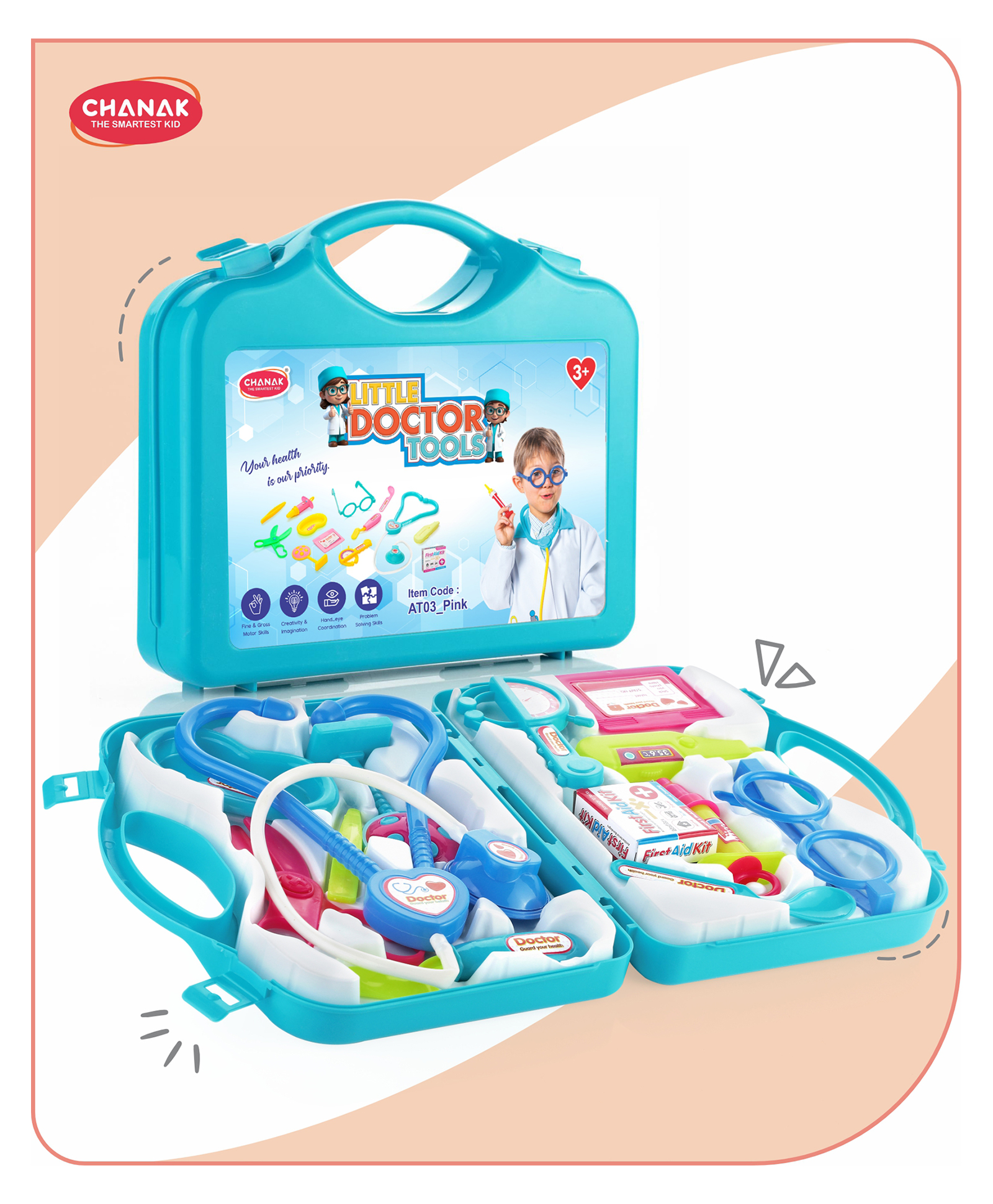 Aditi Toys Doctor Playset For Kids,Pretend Play Doctor Set With Foldable Suitcase For Kids, Doctor Kit Toyset For Kids Above 3 Years, Bis Approved. (Blue)-image-36