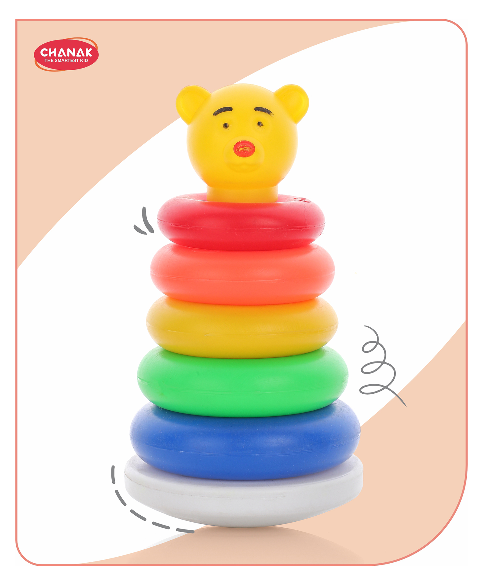 Aditi Toys Abs Plastic Stacking Ring Toy Sorting And Stacker Game 6 piece - Red
