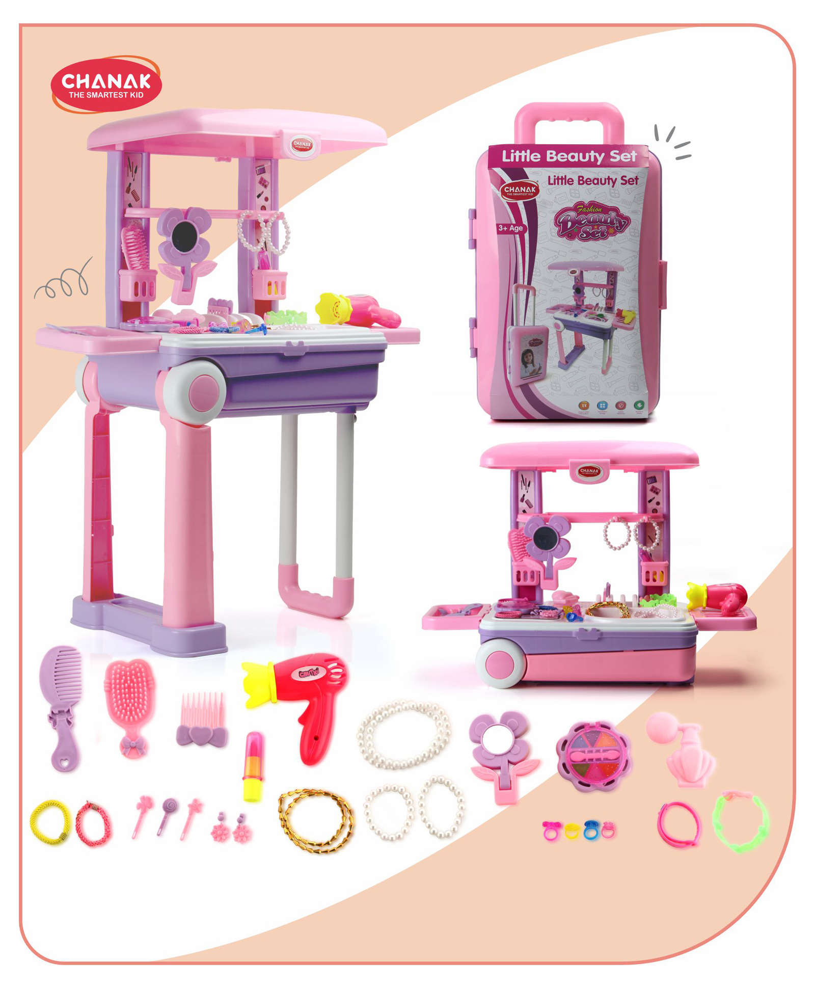 Aditi Toys Beauty Set Suitcase on Wheels Portable Makeup Kit for Girls with 25 Pieces, Easy to Clean, BIS Approved-picture-13