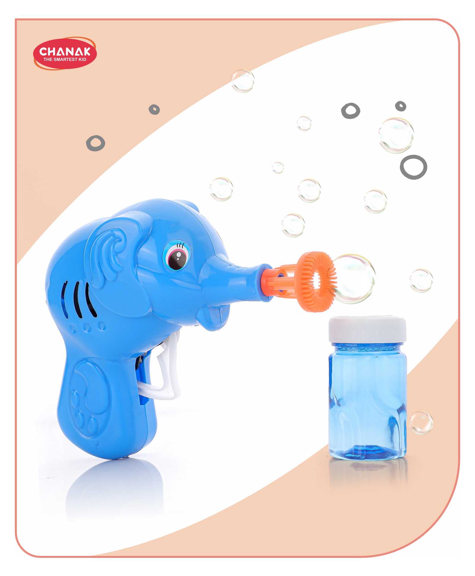 Aditi Toys Elephant Bubble Gun Toy for Kids with 100 ml Bubble Liquid Bottle Toy Bubble Maker - Blue