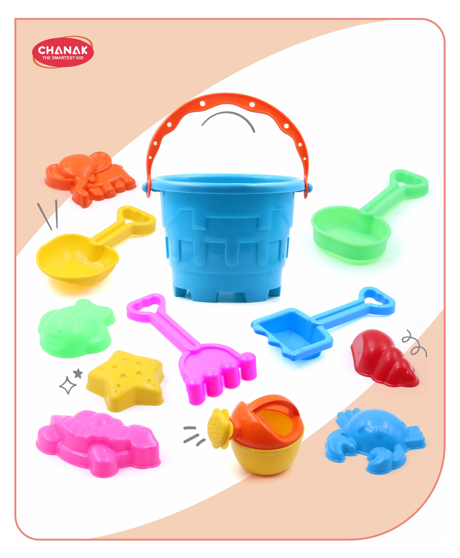 Aditi Toys 12 Piece Plastic Beach Toy Set for Kids, Sand Castle Building Set for Kids, Made in India, Suitable for Kids (Multicolor)