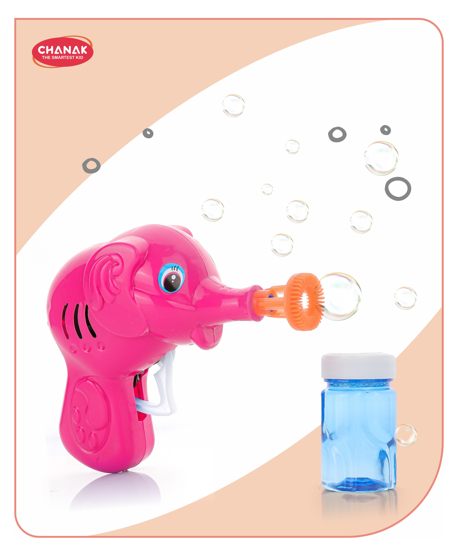 Aditi Toys Elephant Bubble Gun Toy for Kids with 100 ml Bubble Liquid Bottle Toy Bubble Maker - Pink