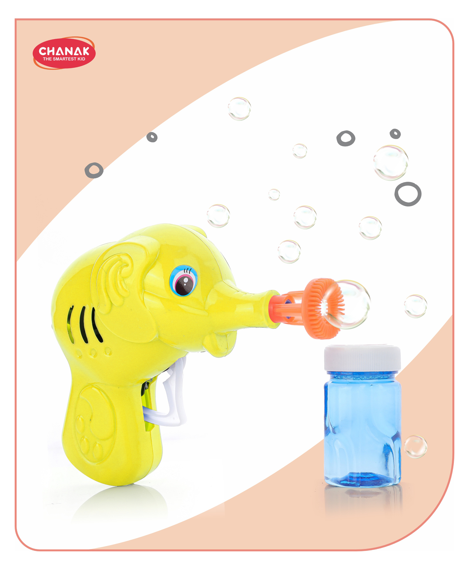 Aditi Toys Elephant Bubble Gun Toy for Kids with 100 ml Bubble Liquid Bottle Toy Bubble Maker - Yellow