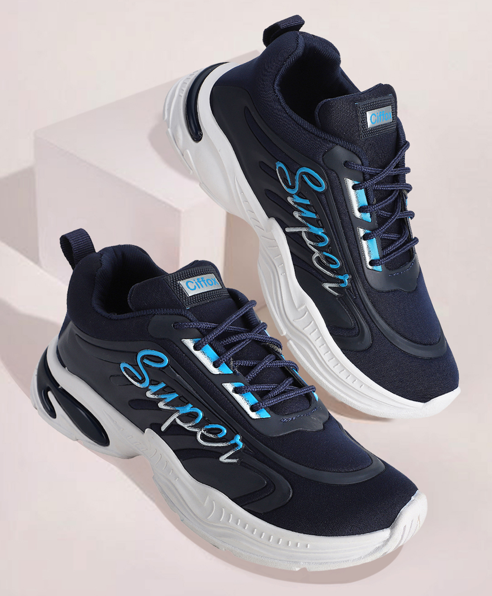 TOMSY CHOICE Super Text Designed With Air Cushion Sole & Lace Up Shoes - Blue-picture-12