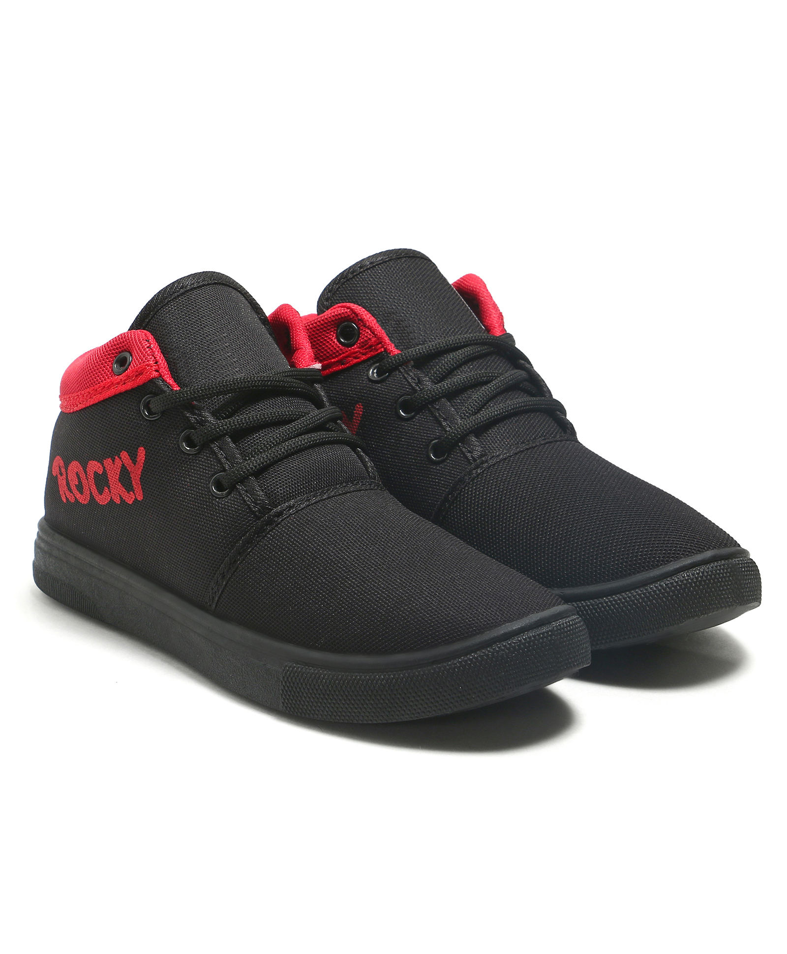 TOMSY CHOICE Rocky Text Designed With Air Cushion Sole Shoes - Black & Red-image-23