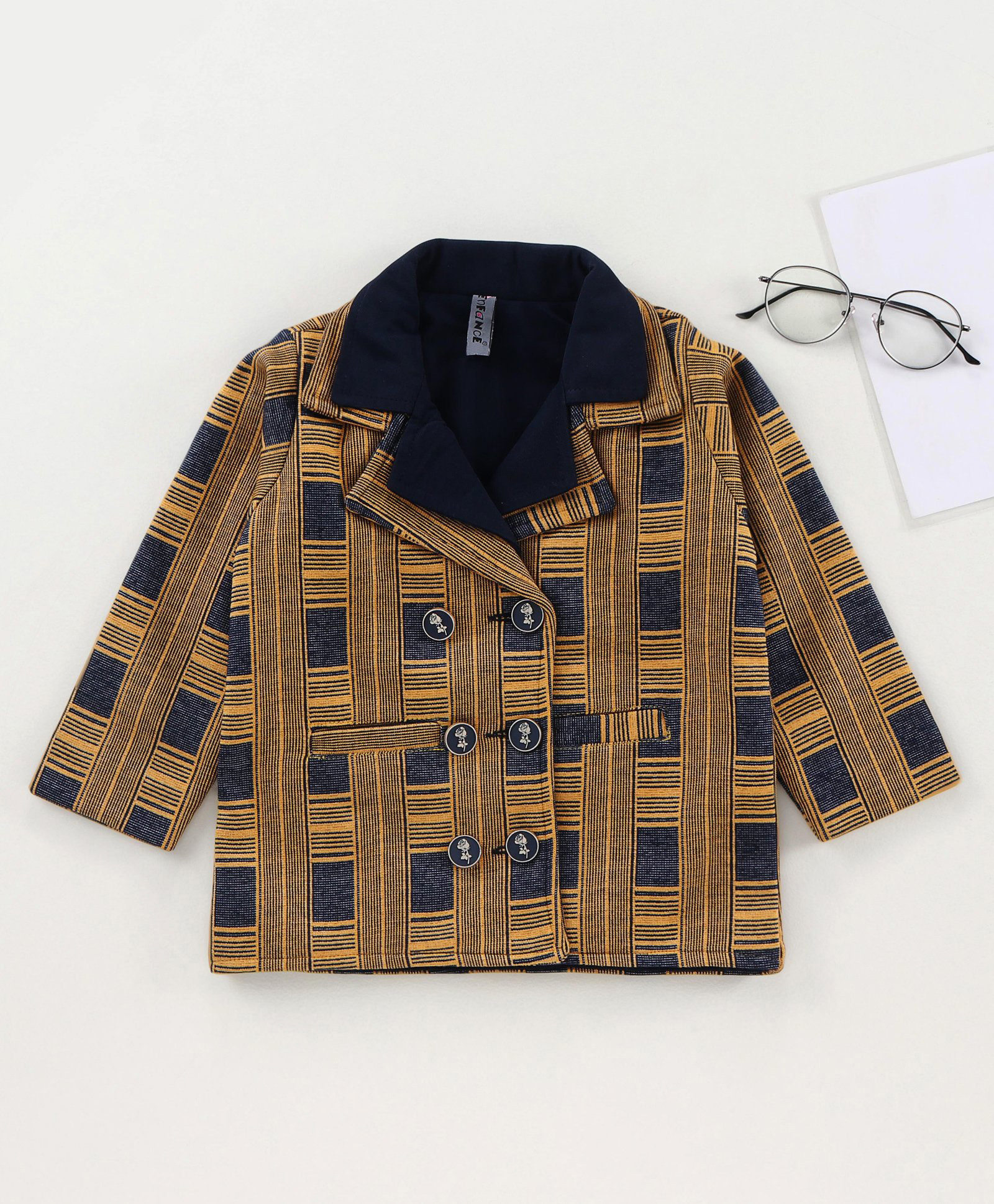 Enfance Full Sleeves Striped Winter Jacket - Yellow-picture-36