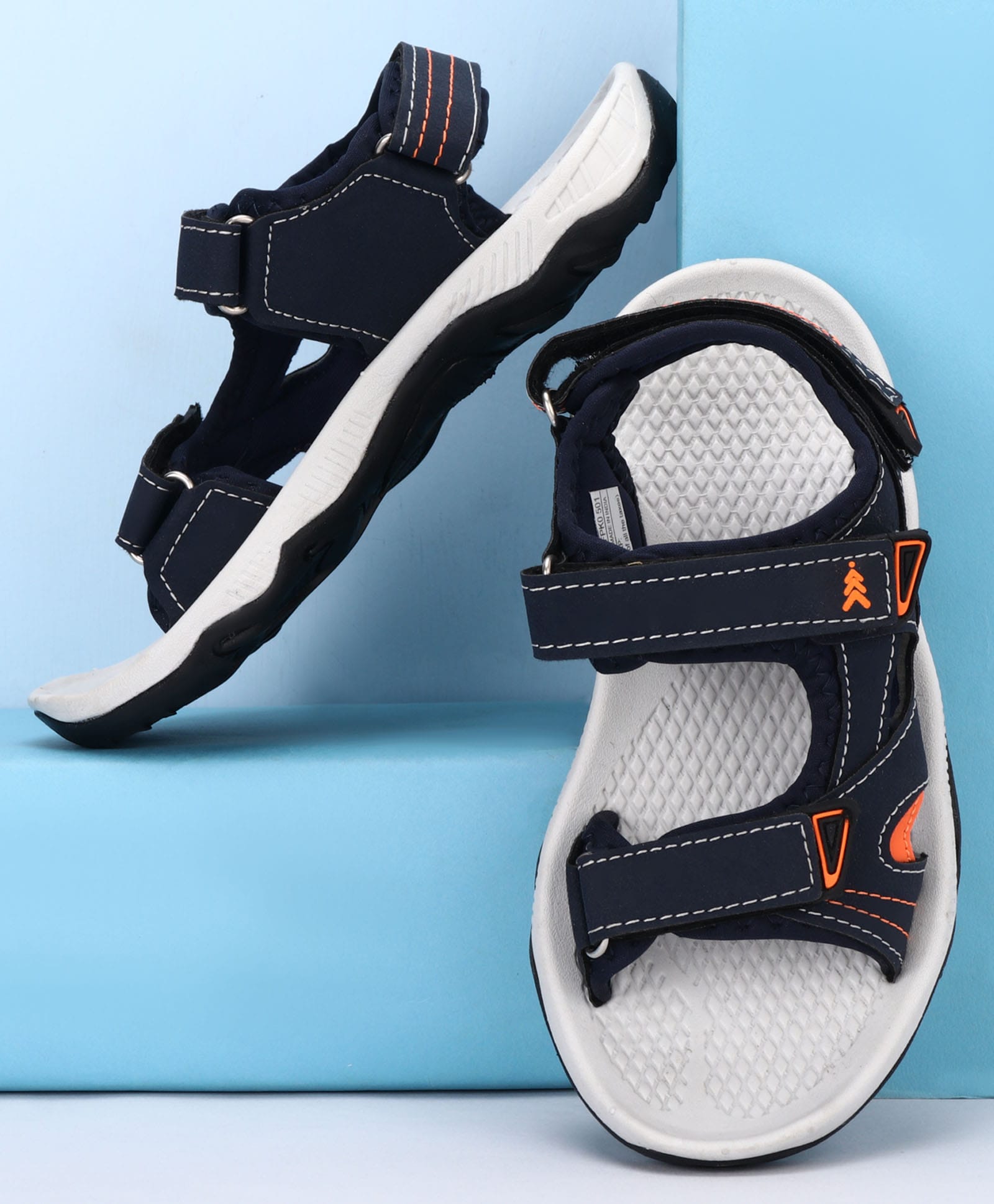 Pine Kids Solid Sandals With Velcro Closure - Navy Blue-image-46