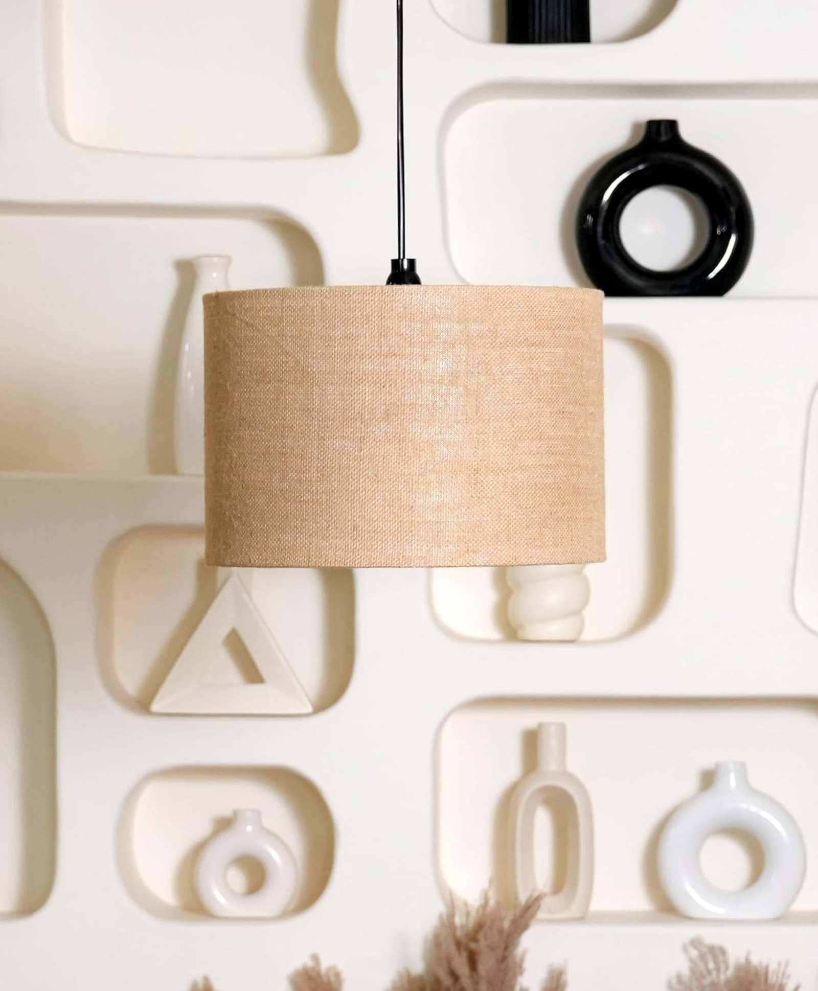 Crosscut Furniture Lampshade Printed Series of 12 Inch dia and B22 type holder (Natural Jute)-picture-13