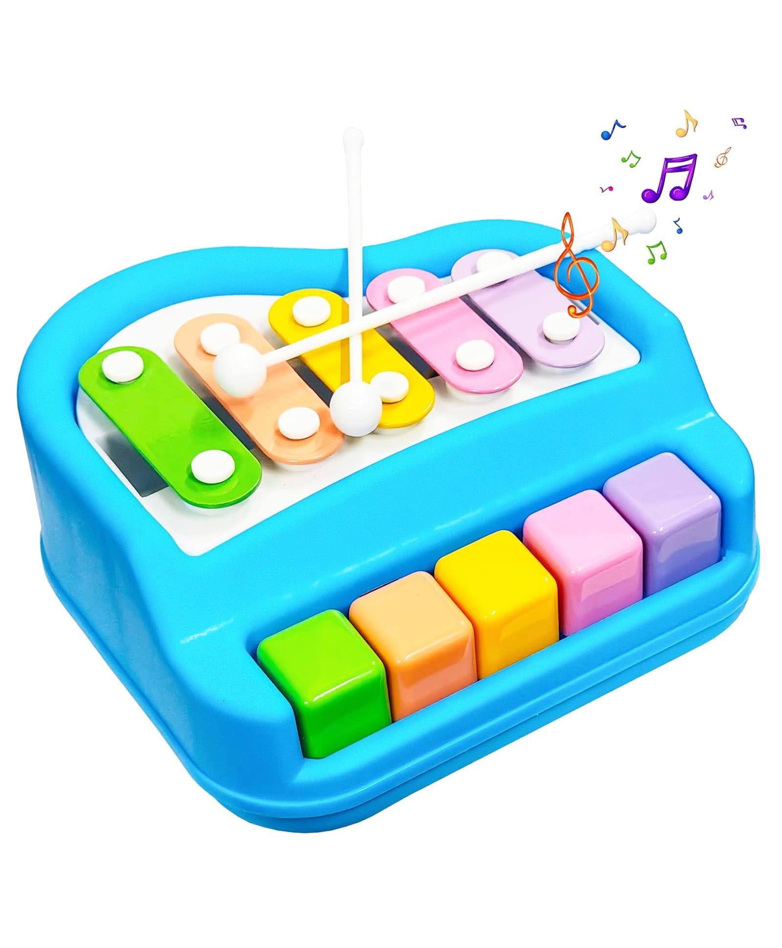 FUNVERSE 2-in-1 Piano Xylophone for Kids | Multicolor 5 Key Musical Toy with Mallets | Educational Instrument Toy Set for Toddlers, Boys & Girls | Early Learning Sound & Music Playset-image-32