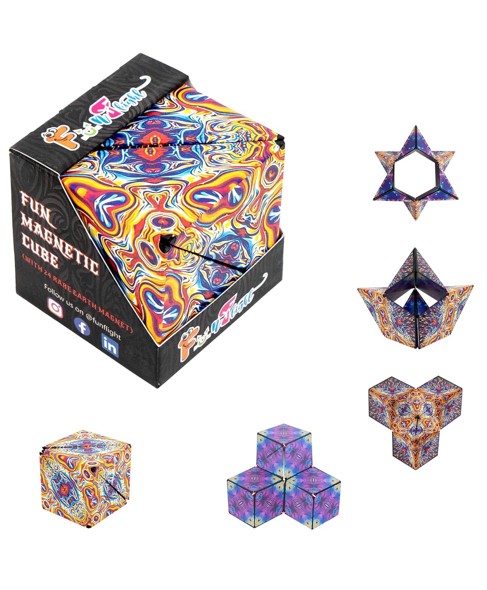 Funverse Magic Cube 3D Shape Shifting Puzzle Box - Magnetic Cube Puzzle Fun Cube - Cubes Shape Shifting Cube, Speed Cube Puzzle For Trainning The Brain, Puzzle Cube - 36 Months - 5 Years-image-15