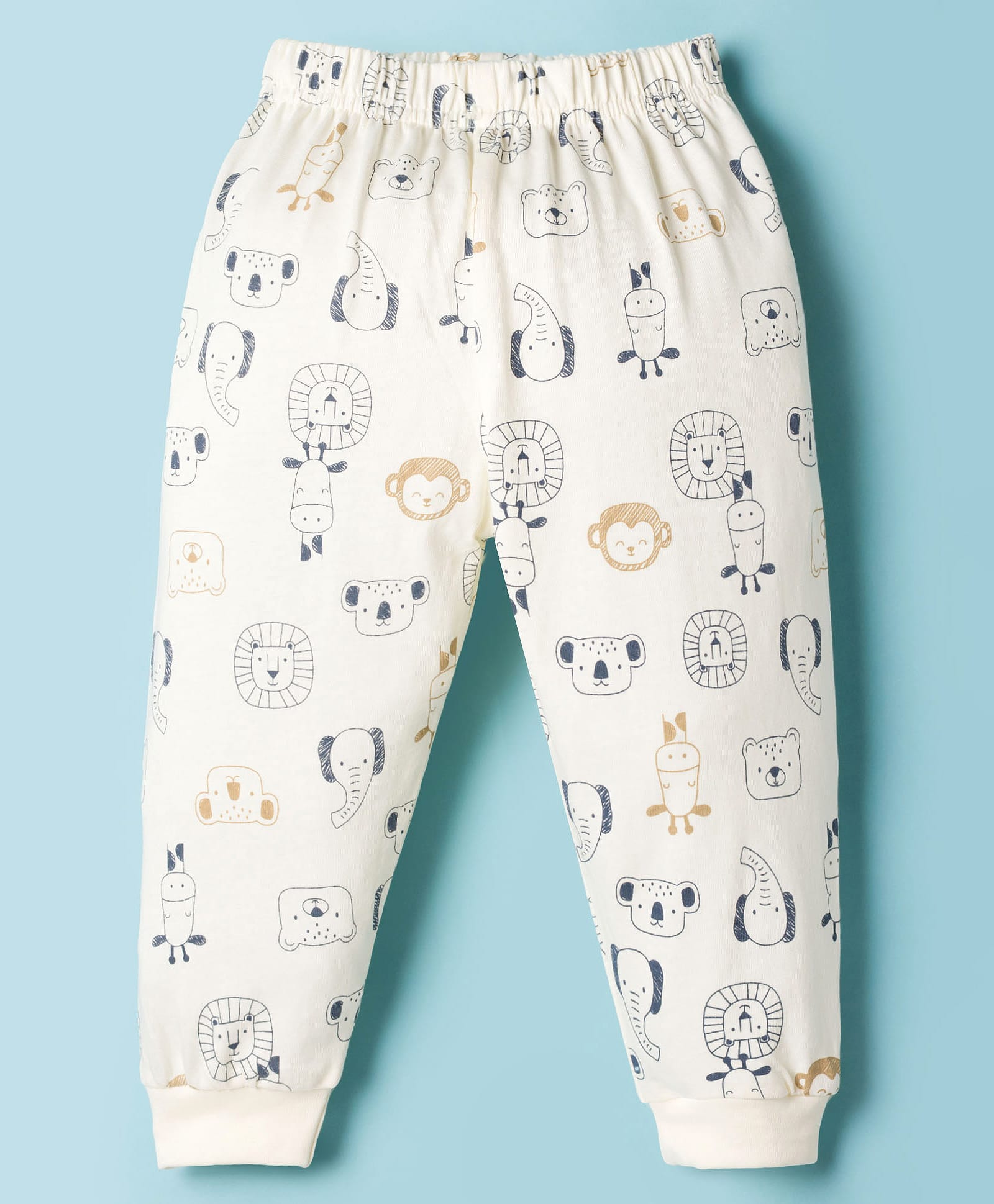 Ollypop Sinker Knit Full Length Lounge Pant With Animal Print - Cream-image-44
