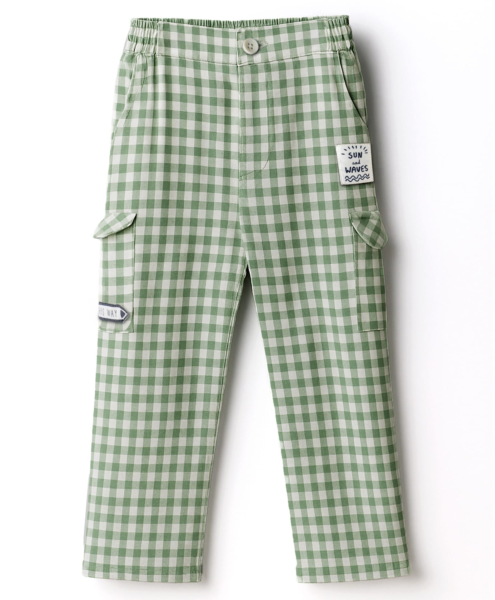 Ollypop Textile Woven Full Length Trouser Pant With Checks - Green-image-48