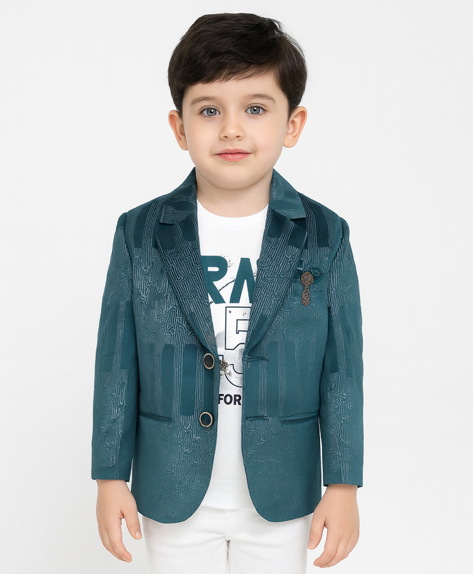 Dapper Dudes Full Sleeves Abstract Printed Blazer With Tee Set - Bottle Green-image-34