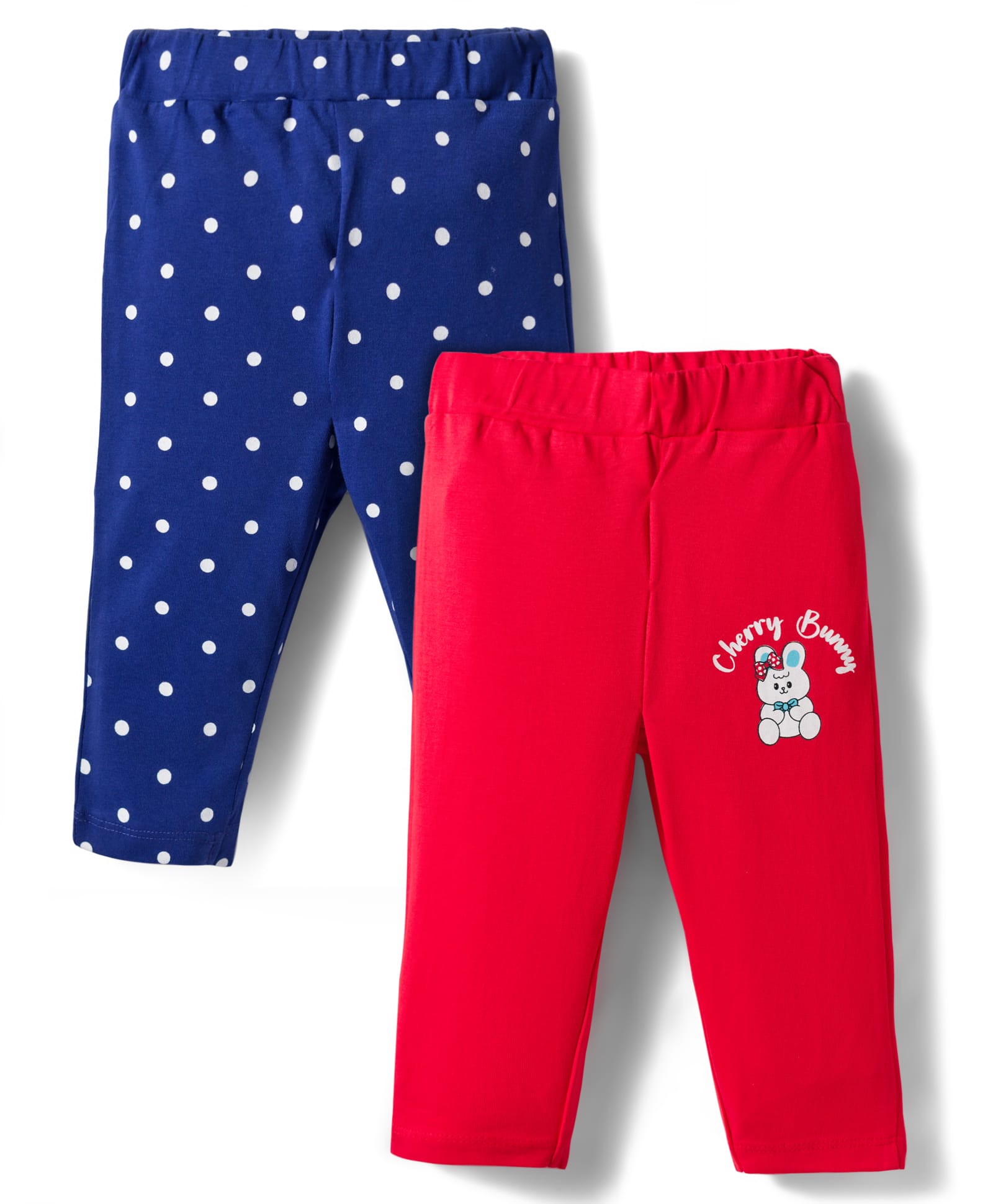 Doodle Poodle 100% Cotton Single Jersey Knit Full Length Leggings With Polka Dots & Animal Print Pack Of 2 - Navy Blue-picture-19
