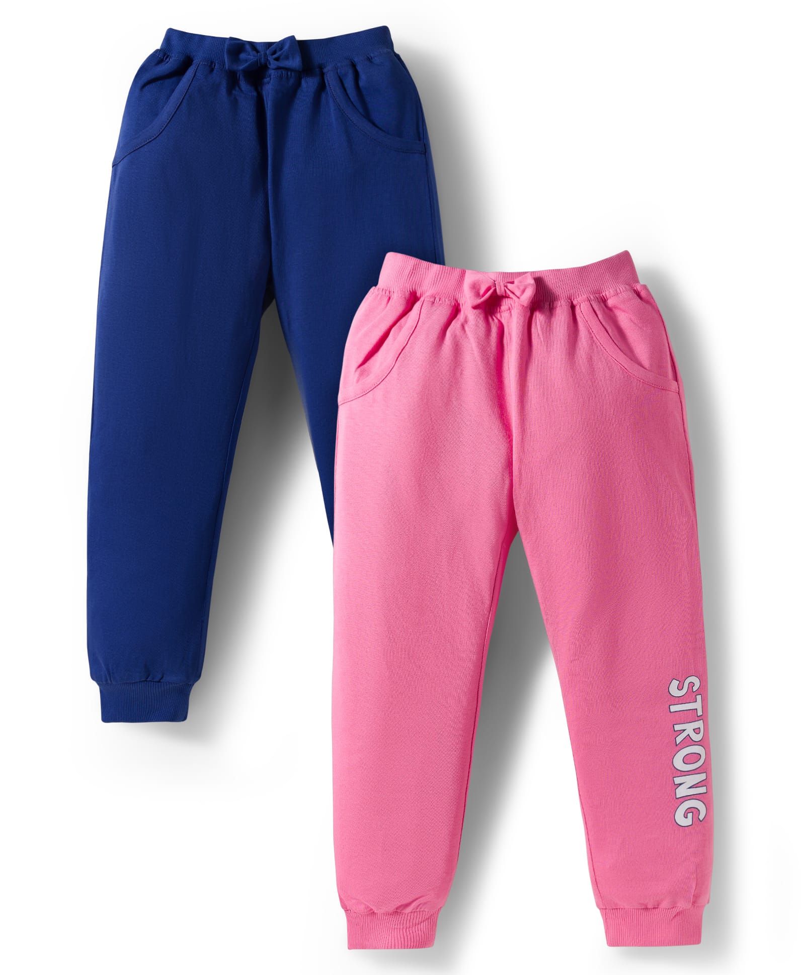 Doodle Poodle 100% Cotton Single Jersey Knit Full Length Lounge Pant With Text Print Pack of 2 - Dark Pink & Navy Blue-picture-5
