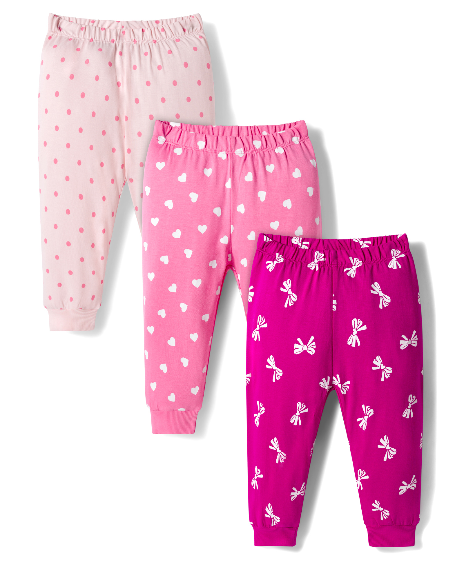 Doodle Poodle 100% Cotton Single Jersey Knit Full Length Lounge Pant With Polka Dots Print Pack Of 3 - Pink & Fuchsia-image-29
