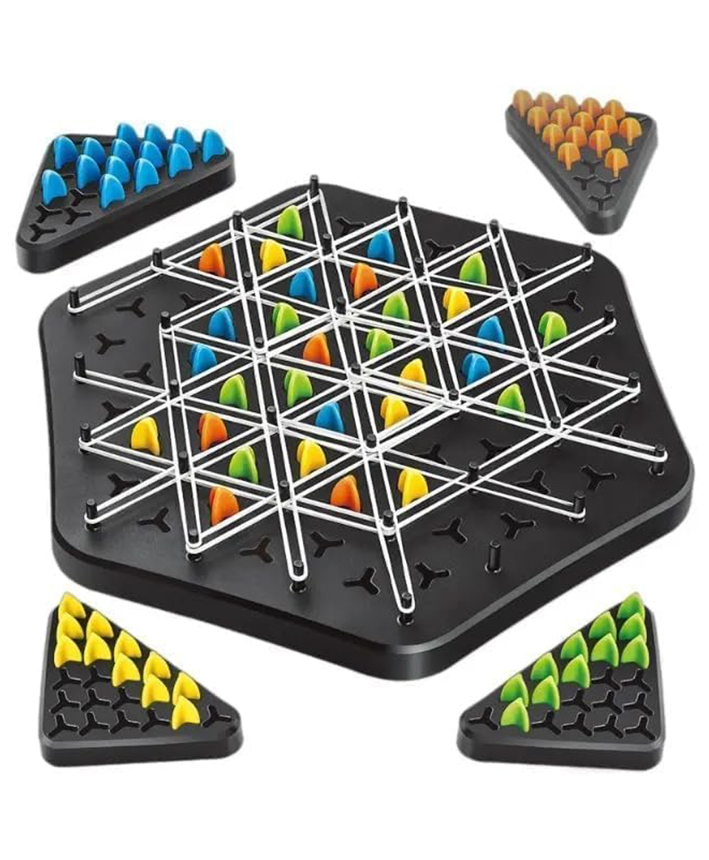 AKN TOYS Chain Triangle Chess Game, Triggle Rubber Band Game, Strategy Board Games, Famliy Night Games 2 to 4 Players,- PACK OF 1 ( COLOR AND DESIGN VARY )-image-31