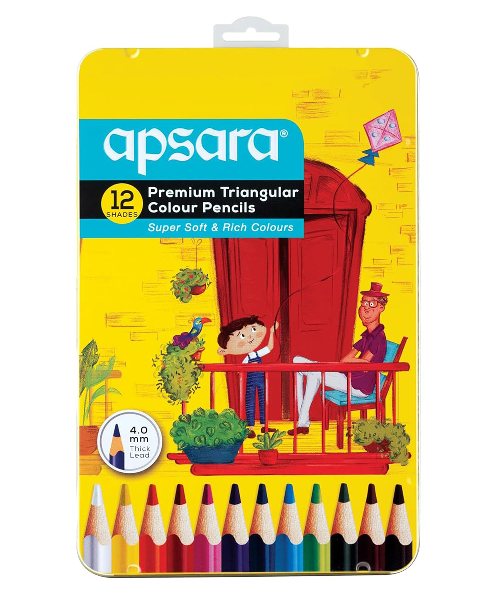 Apsara Full Size Premium Triangular Colour Pencil Pack of 12 - Yellow-picture-12