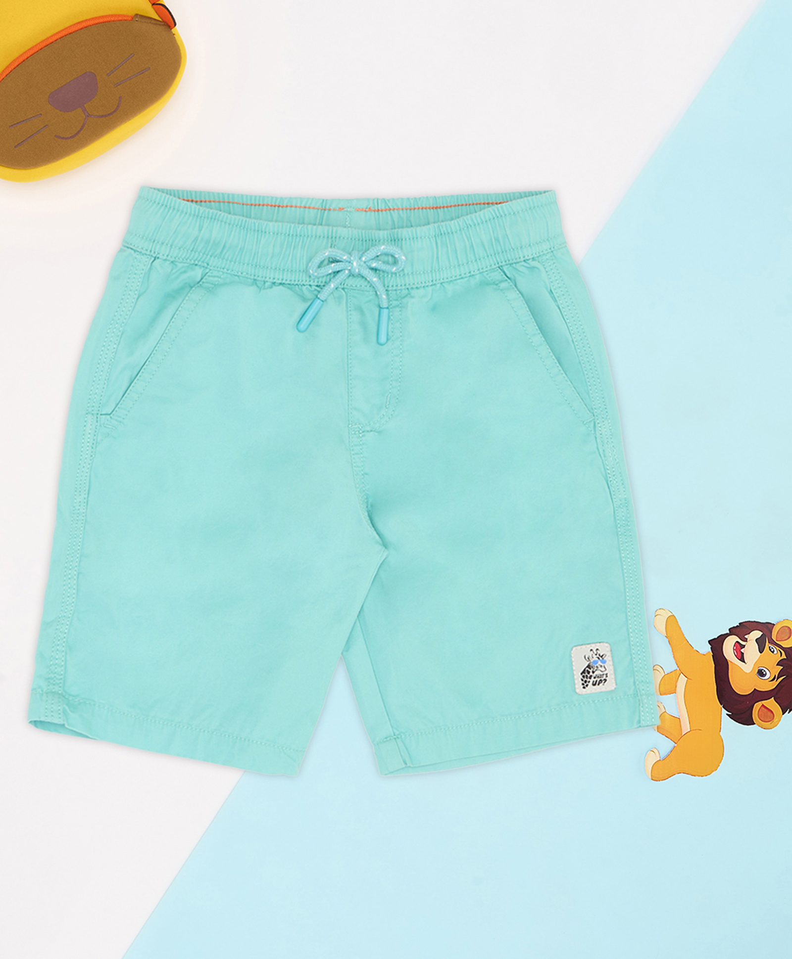 Pantaloons Junior Cotton Woven Solid Shorts - Aqua Blue-picture-14